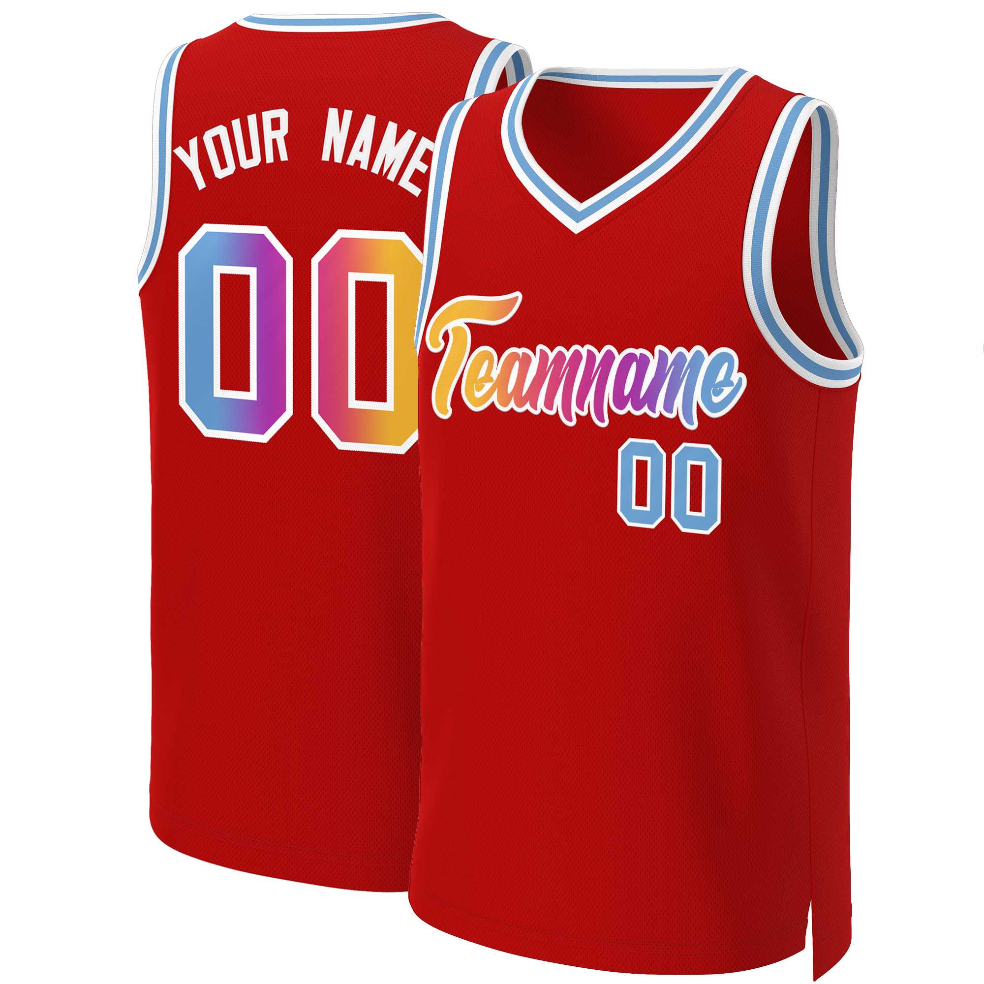 Benutzerdefiniertes Basketballtrikot mit klassischem Farbverlauf und modischen Oberteilen
