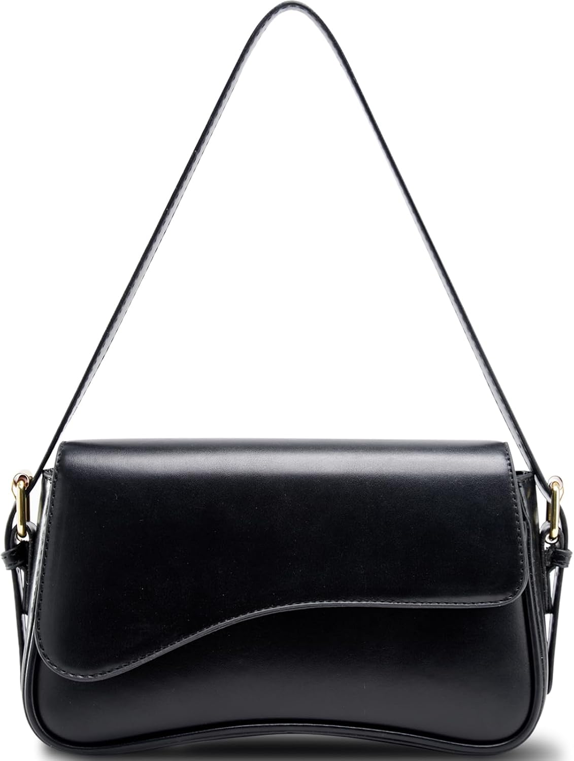 Women's Soft PU Leather Shoulder Bag Wavy Flap Purse