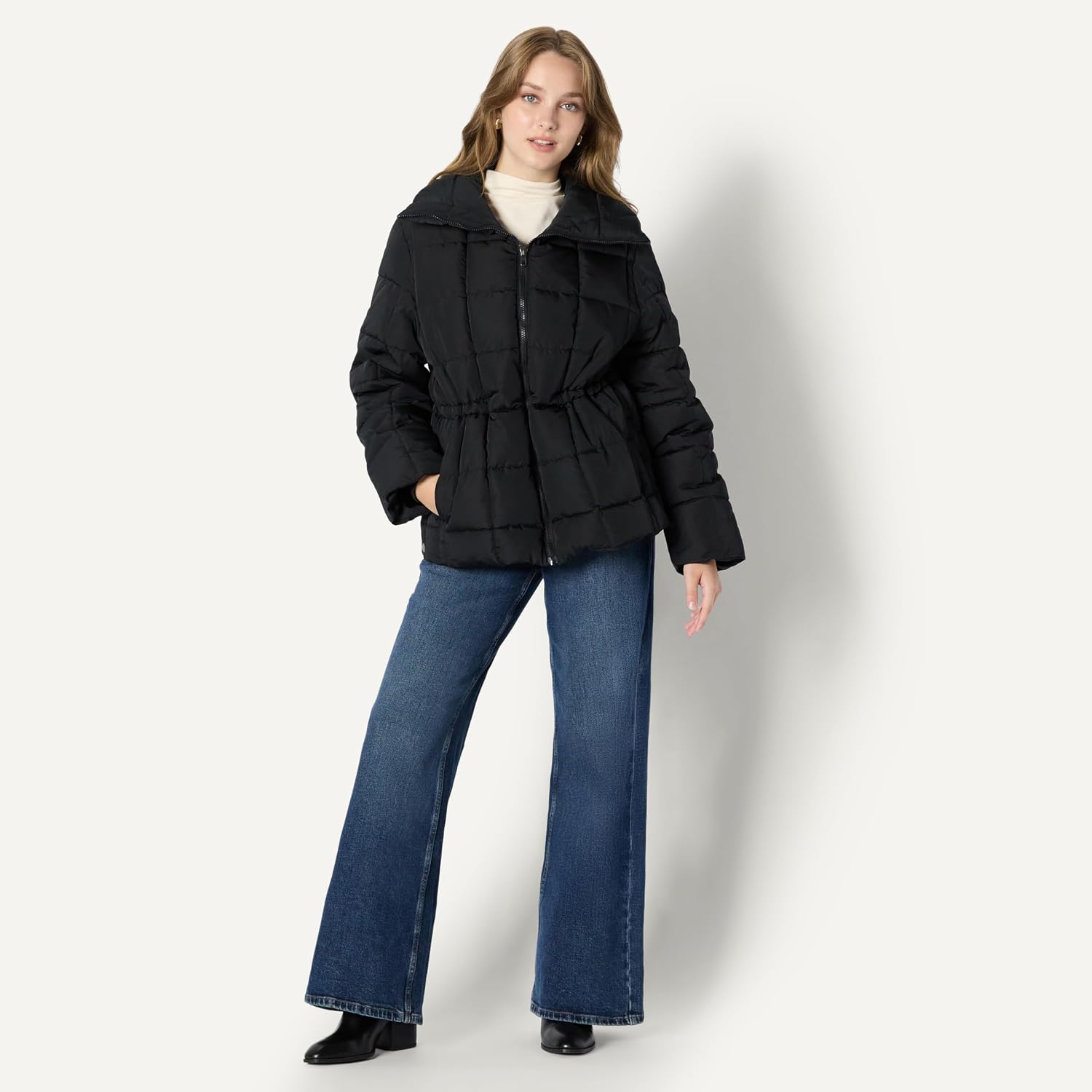 Women's Oversized Square Quilted Puffer Jacket Black