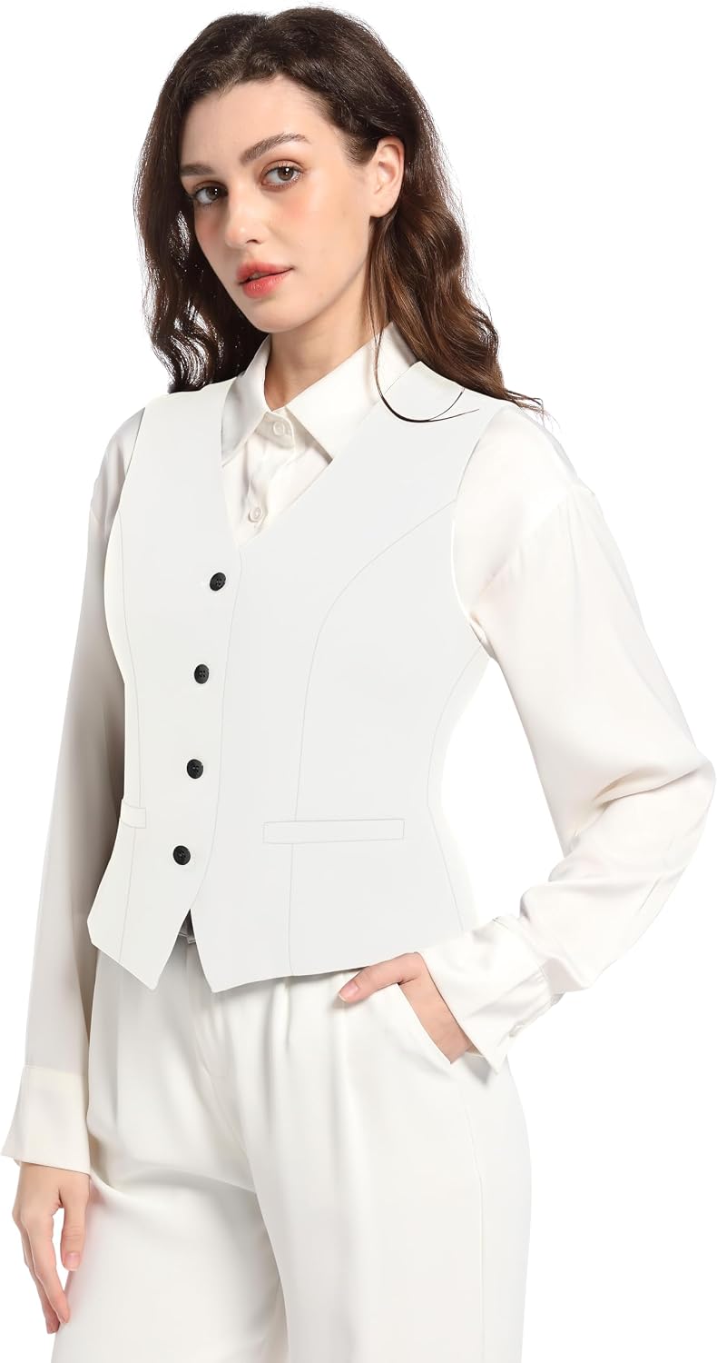 Women's V Neck Suit Vest Button Down Slim Waistcoat Women's V Neck Suit Vest Button Down Slim Waistcoat