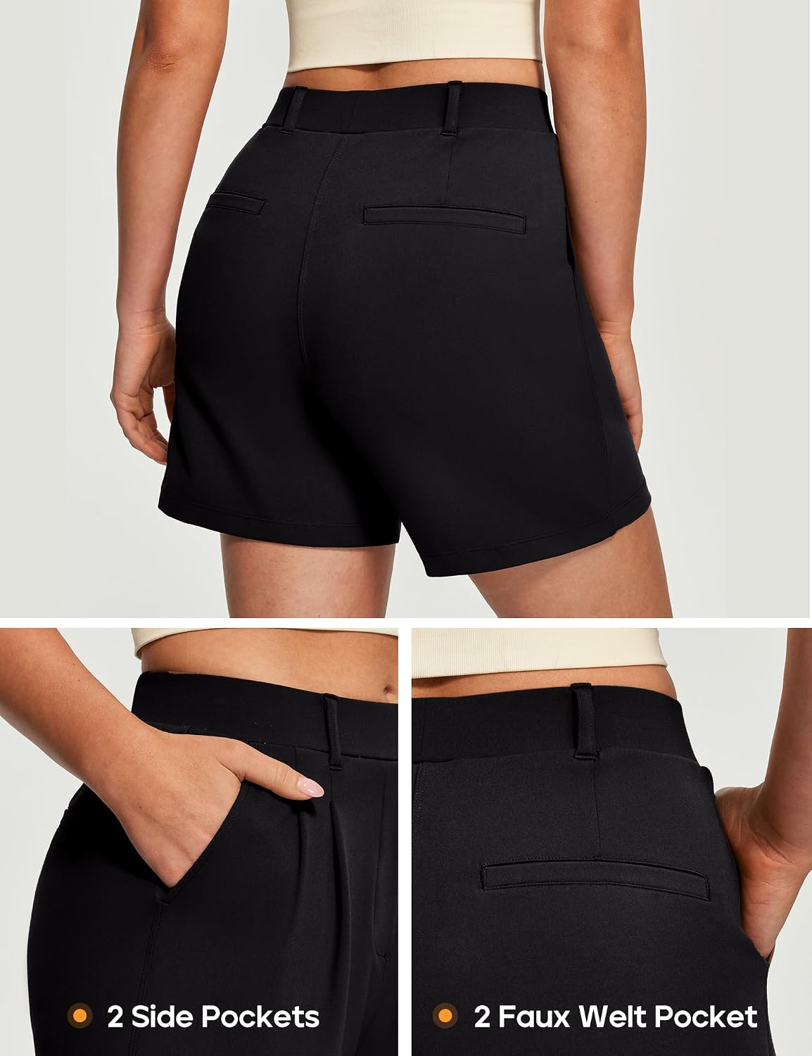 Stretchy Dress Shorts for Women Pull On Womens High Waisted Summer Work Business