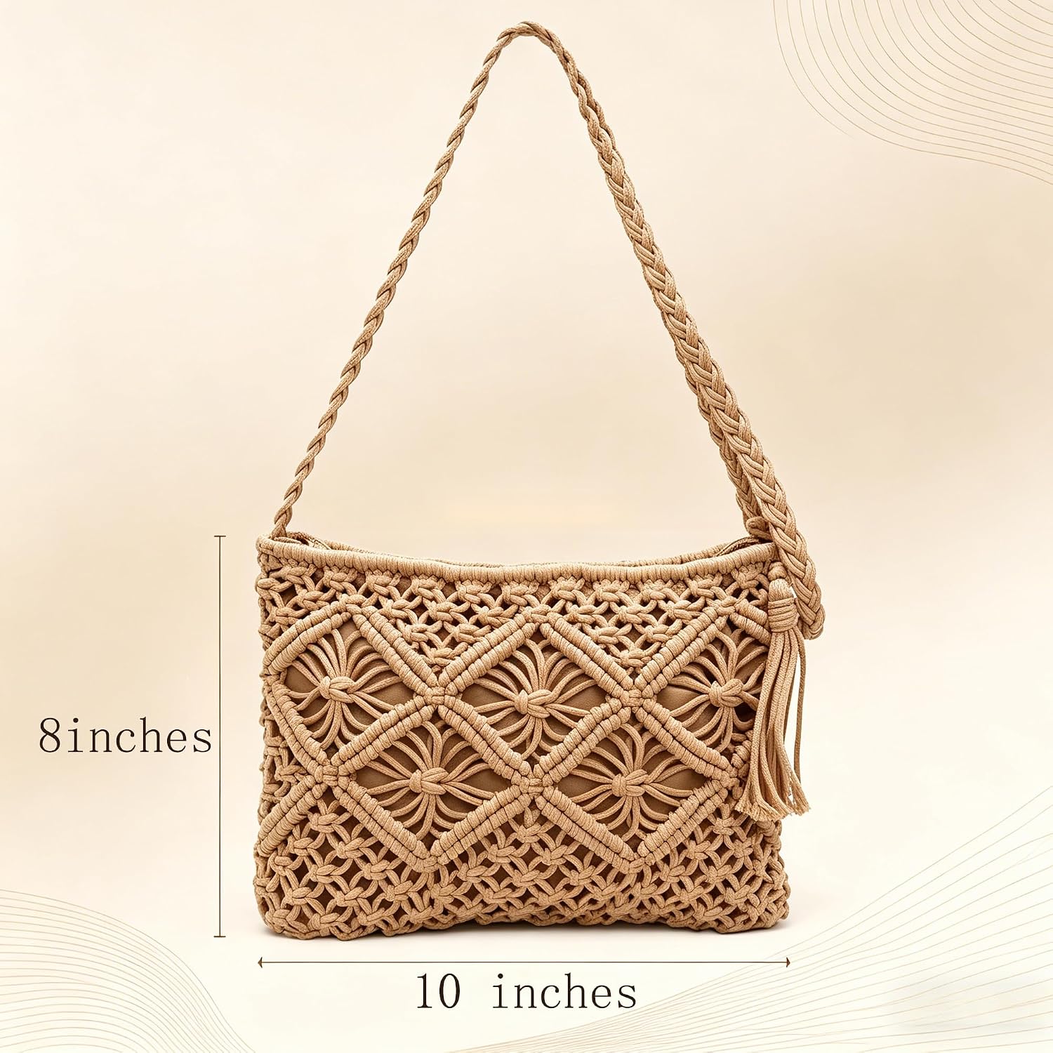 Women's Handwoven Macrame Crossbody Bag with Tassel Women's Handwoven Macrame Crossbody Bag with Tassel