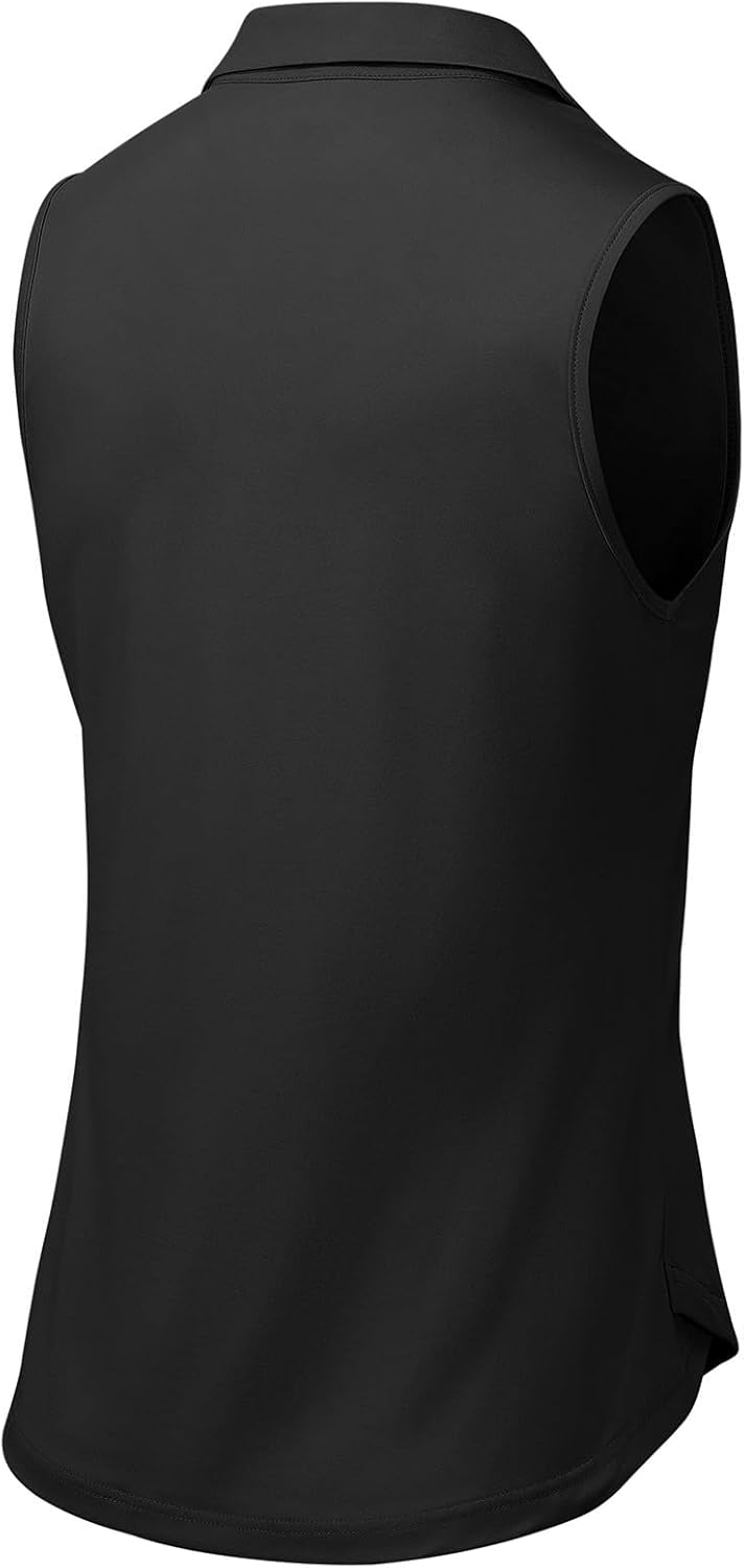 Women's Sleeveless Golf Polo Shirts Collared V Neck Tennis Tank Tops UPF 50+ Quick Dry Lightweight