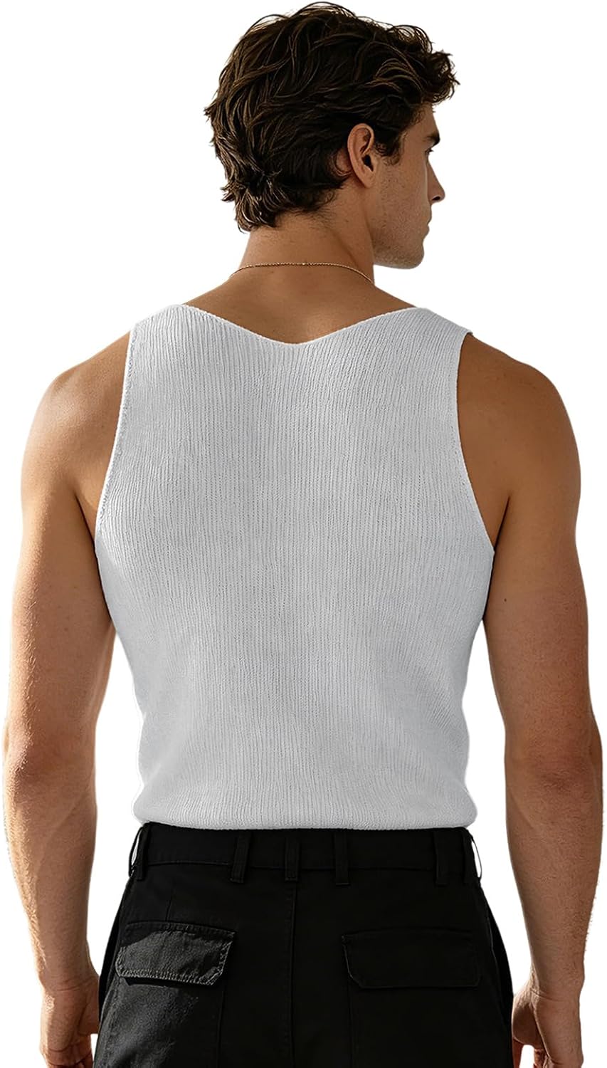 Men's Rhinestone V Neck Tank Top Silver Grey Men's Rhinestone V Neck Tank Top Silver Grey