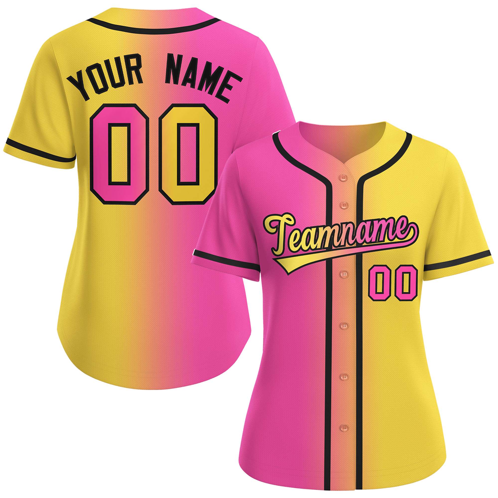Benutzerdefiniertes, modisches Baseball-Trikot mit Farbverlauf für Damen