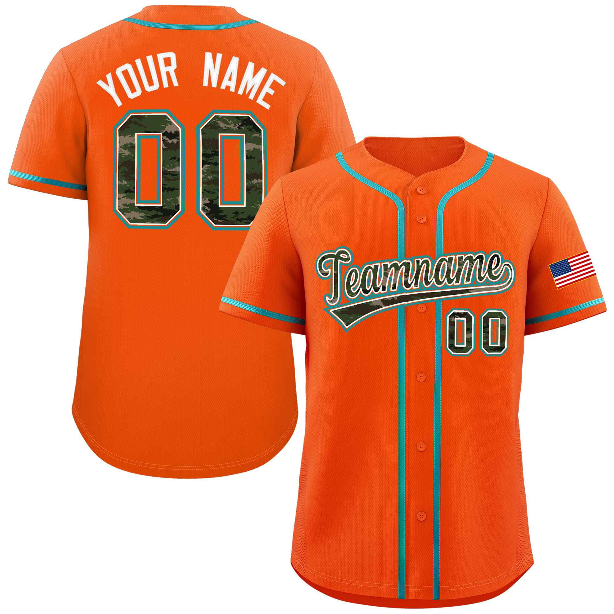 Benutzerdefinierte personalisierte Camo-Schriftart authentisches Baseball-Trikot