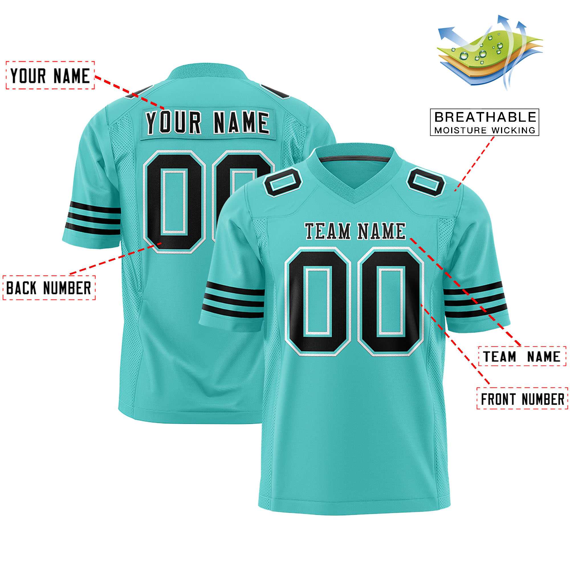Benutzerdefiniertes, leuchtend grünes, schwarz-weißes, personalisiertes, klassisches, authentisches Fußballtrikot