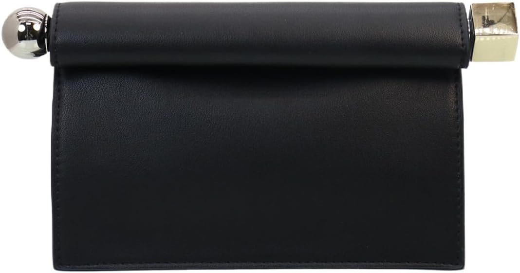 Women's Foldover Clutch Purse Metal Bar Evening Bag Black