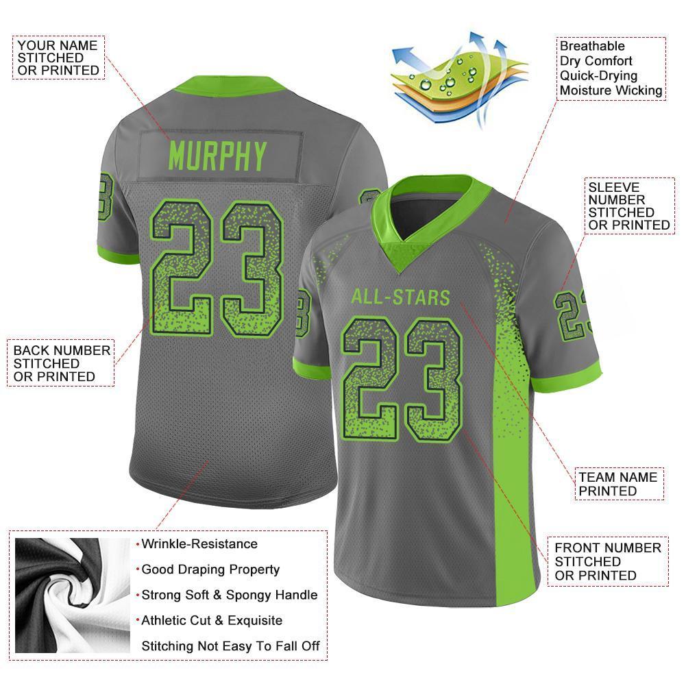 Benutzerdefiniertes authentisches Drift Fashion Mesh-Fußballtrikot in Neongrün und Marineblau
