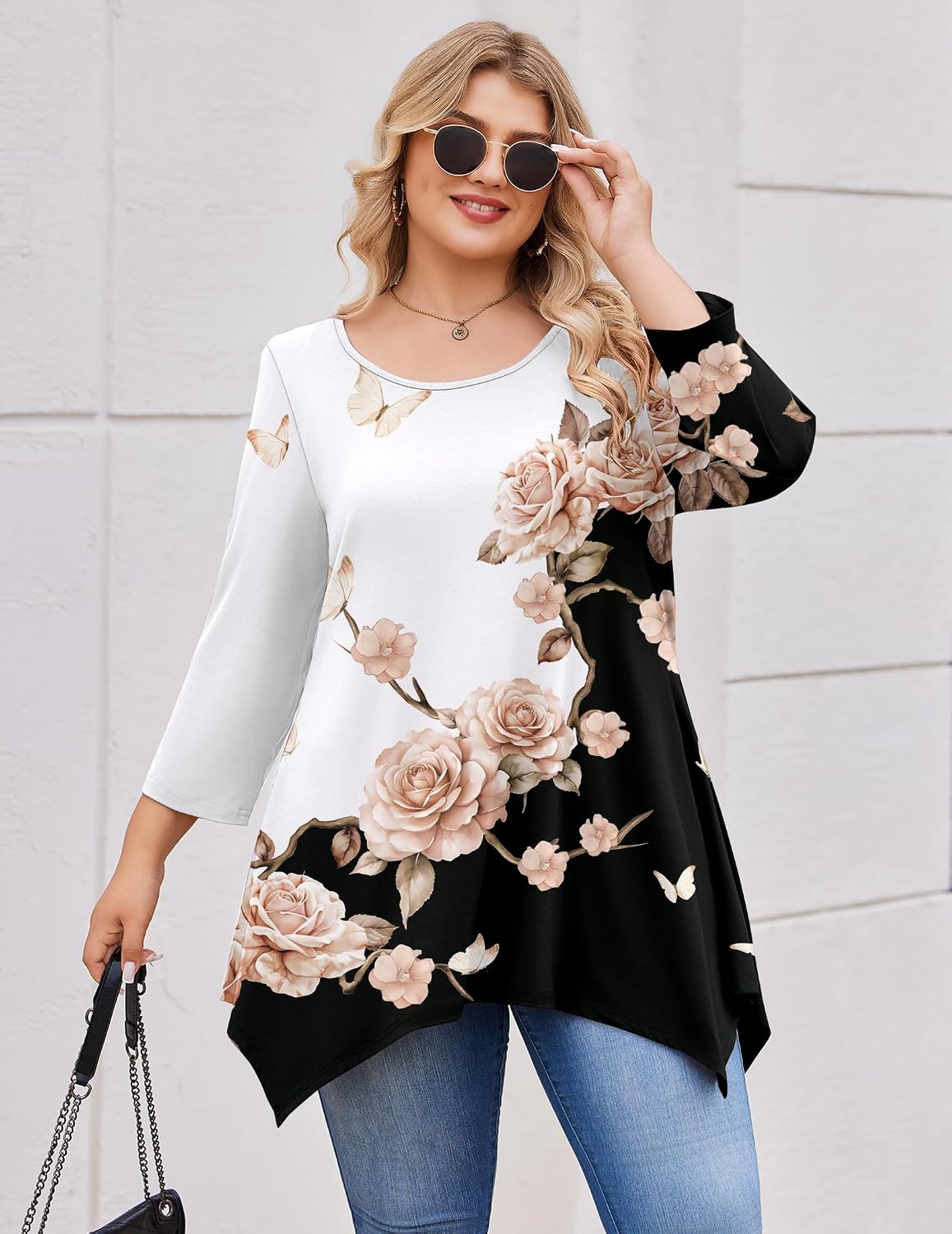 IN'VOLAND Plus Size Tops for Women 3 4 Sleeve Shirts Tunic to Wear with Leggings Loose Fit Summer Fall Clothes IN'VOLAND Plus Size Tops for Women 3 4 Sleeve Shirts Tunic to Wear with Leggings Loose Fit Summer Fall Clothes