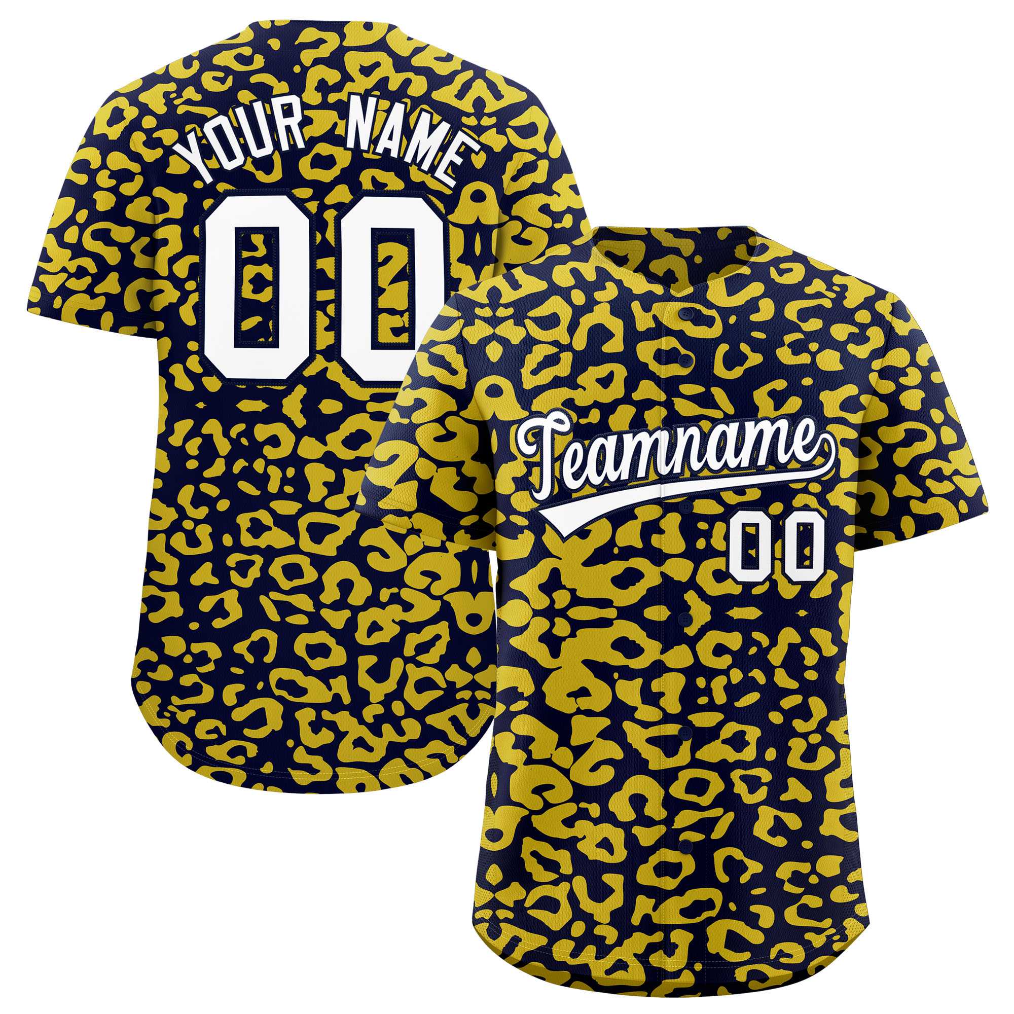Authentisches Baseball-Trikot mit individuell gestaltetem Leopardenmuster