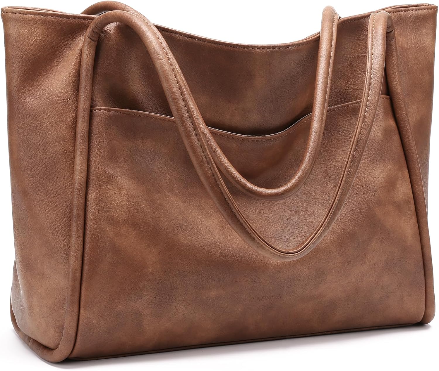 Women's Soft Leather Zipper Tote Bag Brown