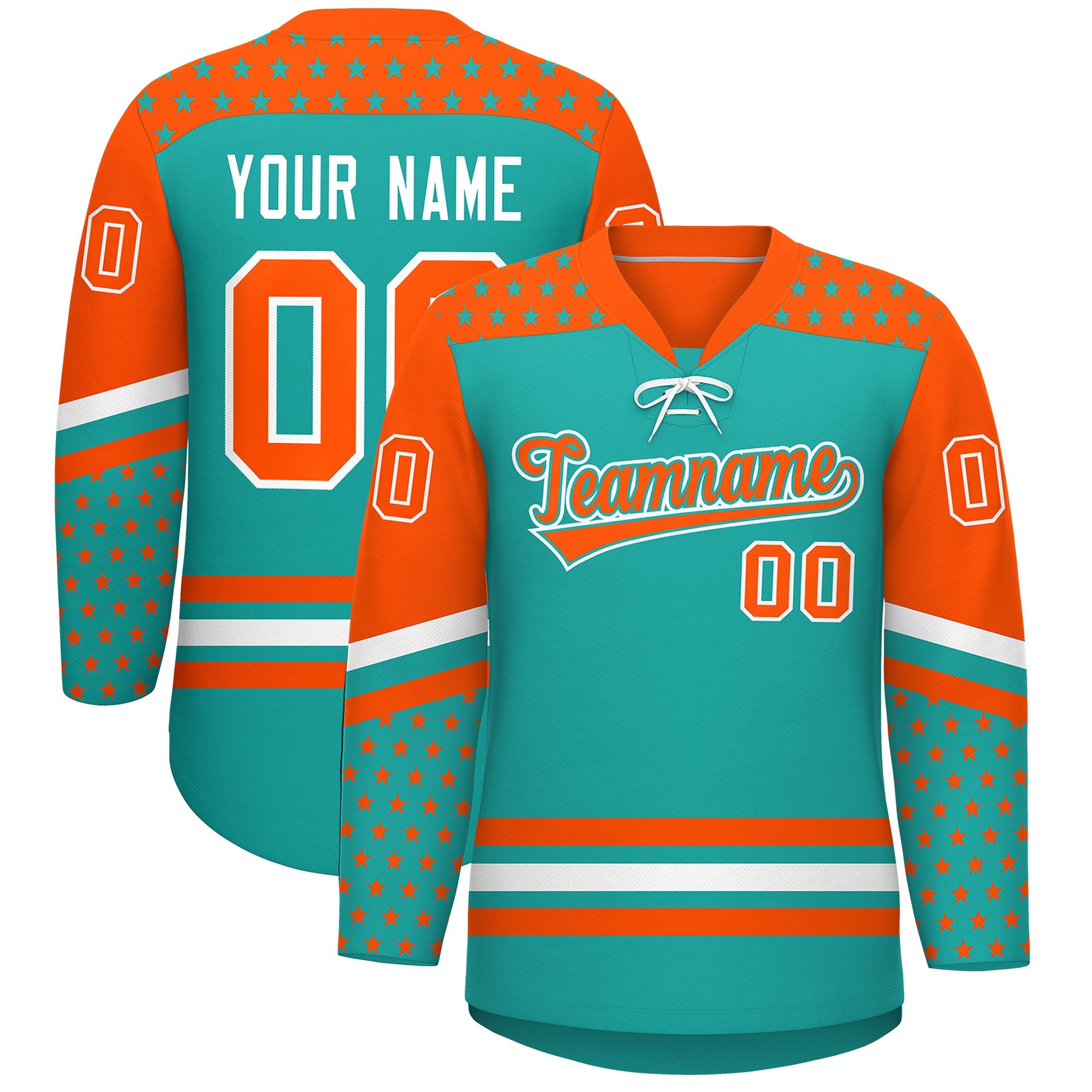 Custom Star Series Personalization Lace-Up Neck Hockey Jersey