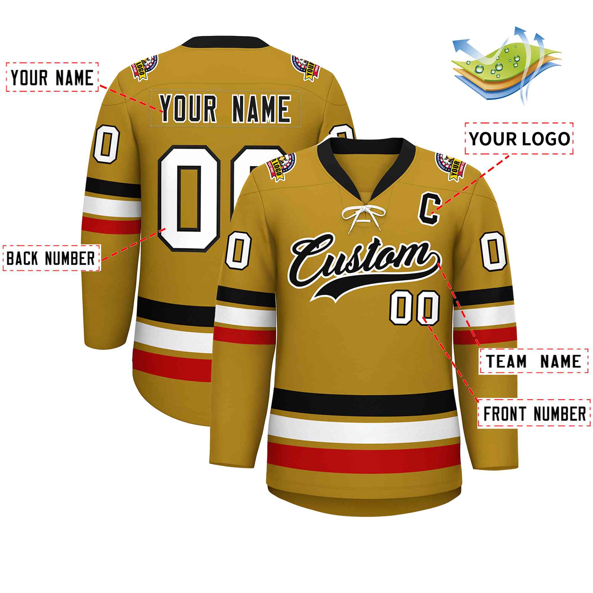Custom Lace-Up Neck Hockey Jersey