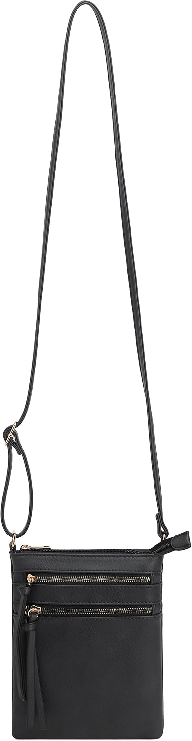 Women's Multi Zip Crossbody Bag Vegan Leather with Tassels Women's Multi Zip Crossbody Bag Vegan Leather with Tassels