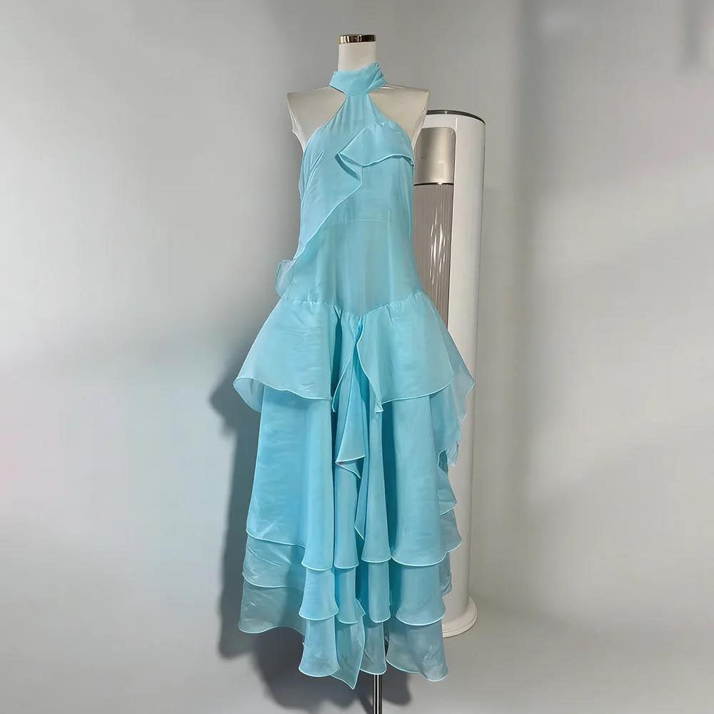 Women's Halter Tiered Maxi Dress Sleeveless Ruffle Lavender Women's Halter Tiered Maxi Dress Sleeveless Ruffle Lavender