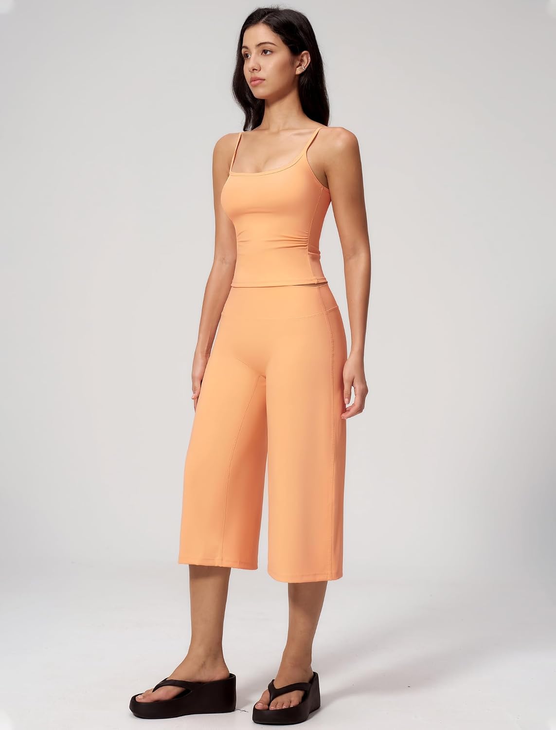 Women's Spaghetti Strap Tank and Capri Pants Set Peach