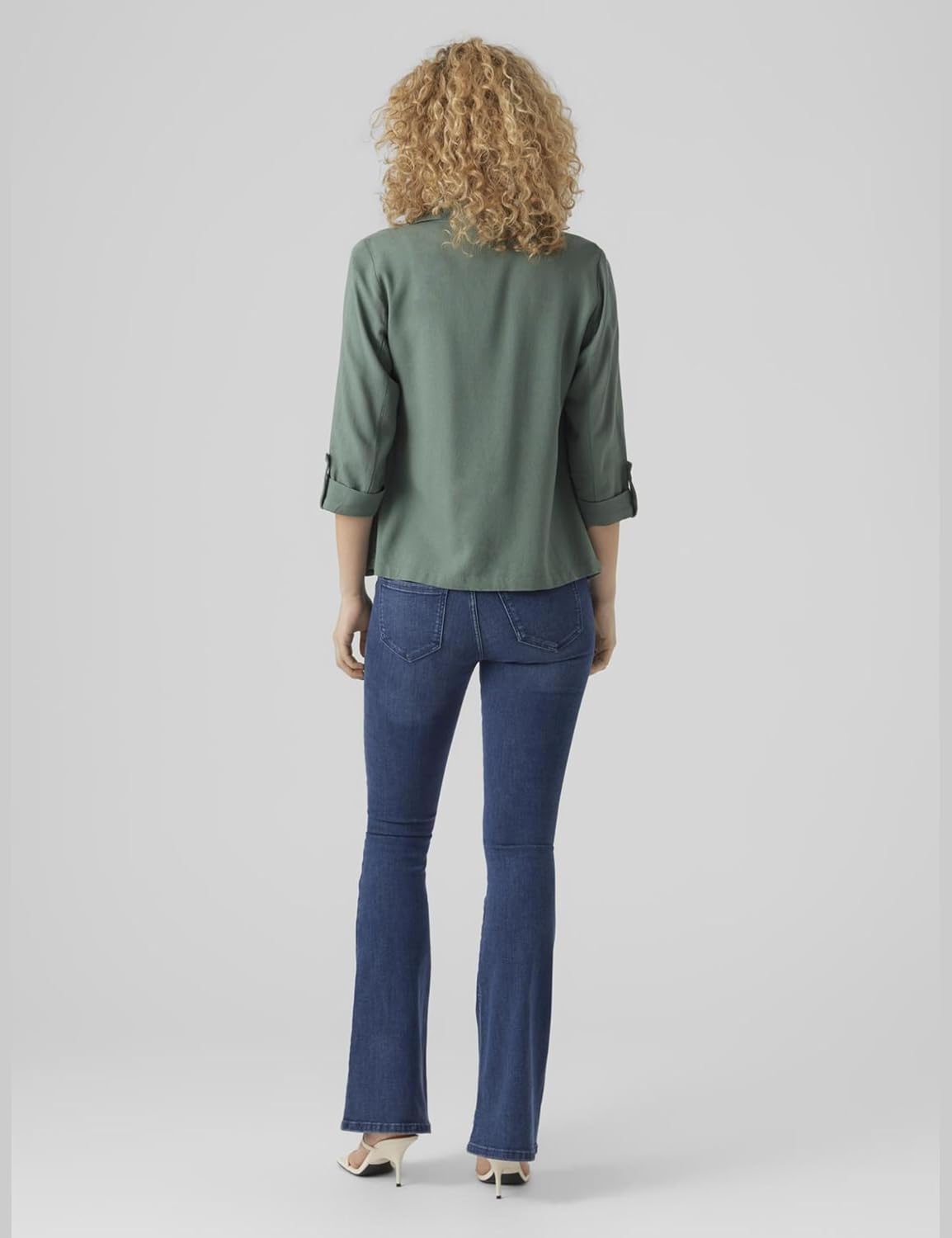 Women's Linen Blend Open Front Blazer Sage Green Women's Linen Blend Open Front Blazer Sage Green