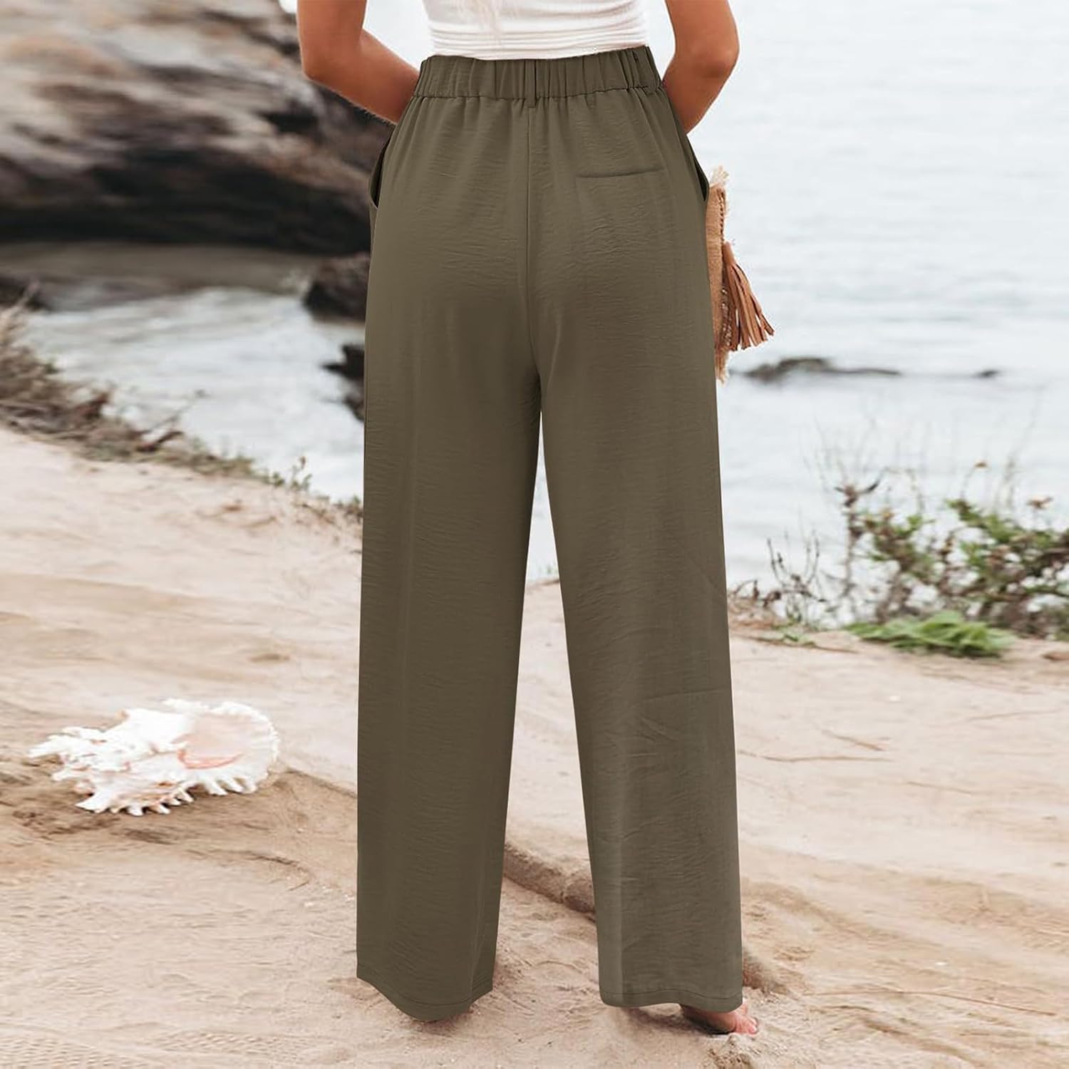 High Waisted Linen Pants Women Summer Wide Leg Cotton Palazzo with Pockets Comfy Long Work Trousers High Waisted Linen Pants Women Summer Wide Leg Cotton Palazzo with Pockets Comfy Long Work Trousers