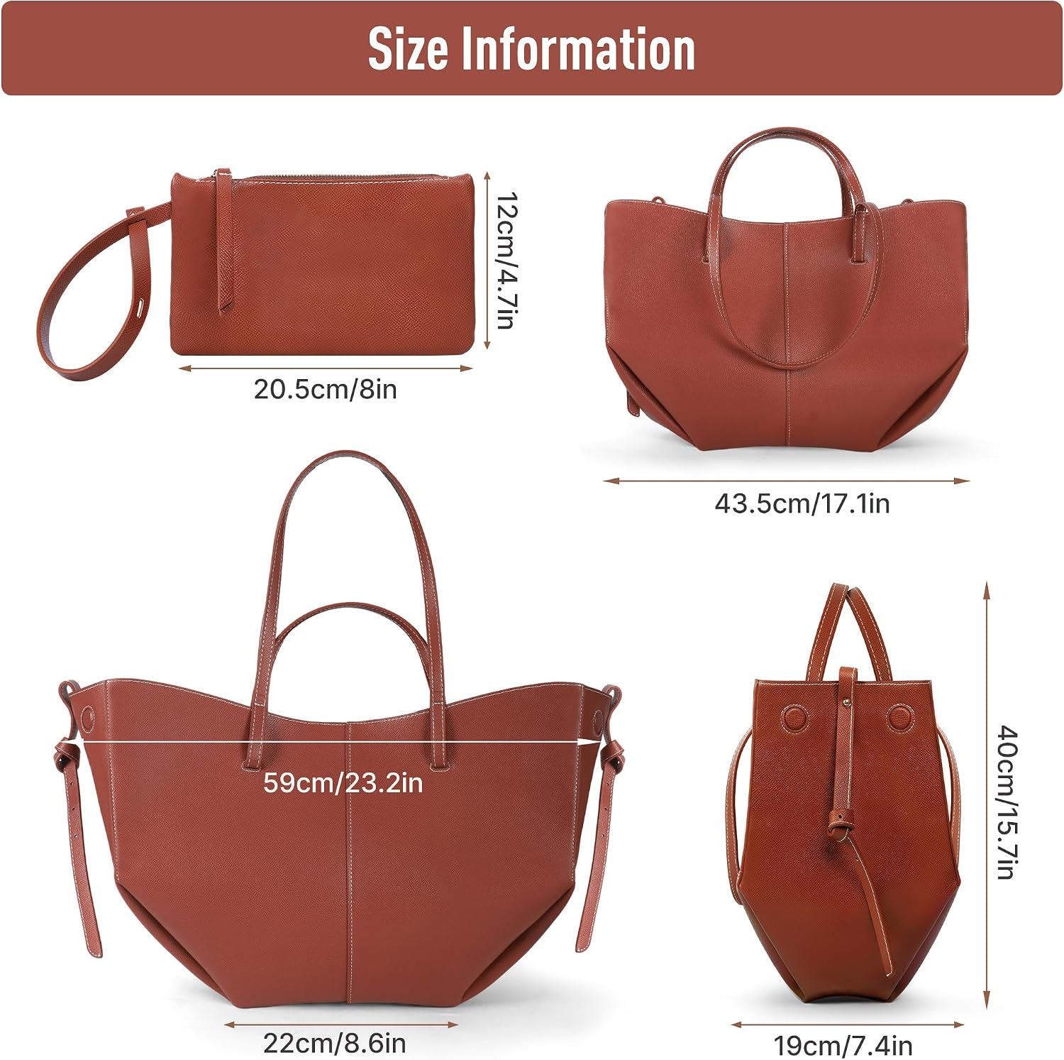 Women's Microfiber Wing Tote Bag Rust Red Women's Microfiber Wing Tote Bag Rust Red