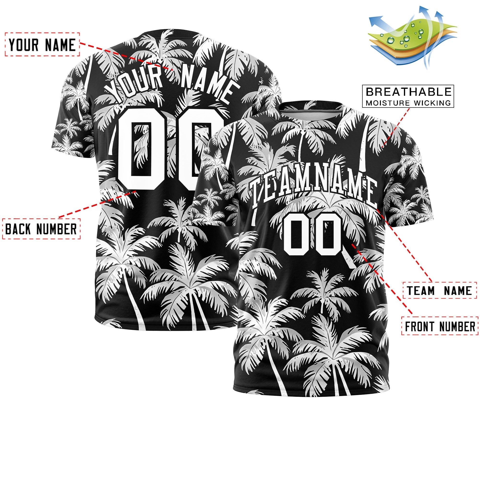 Benutzerdefiniertes T-Shirt im hawaiianischen Stil mit Graffiti-Muster