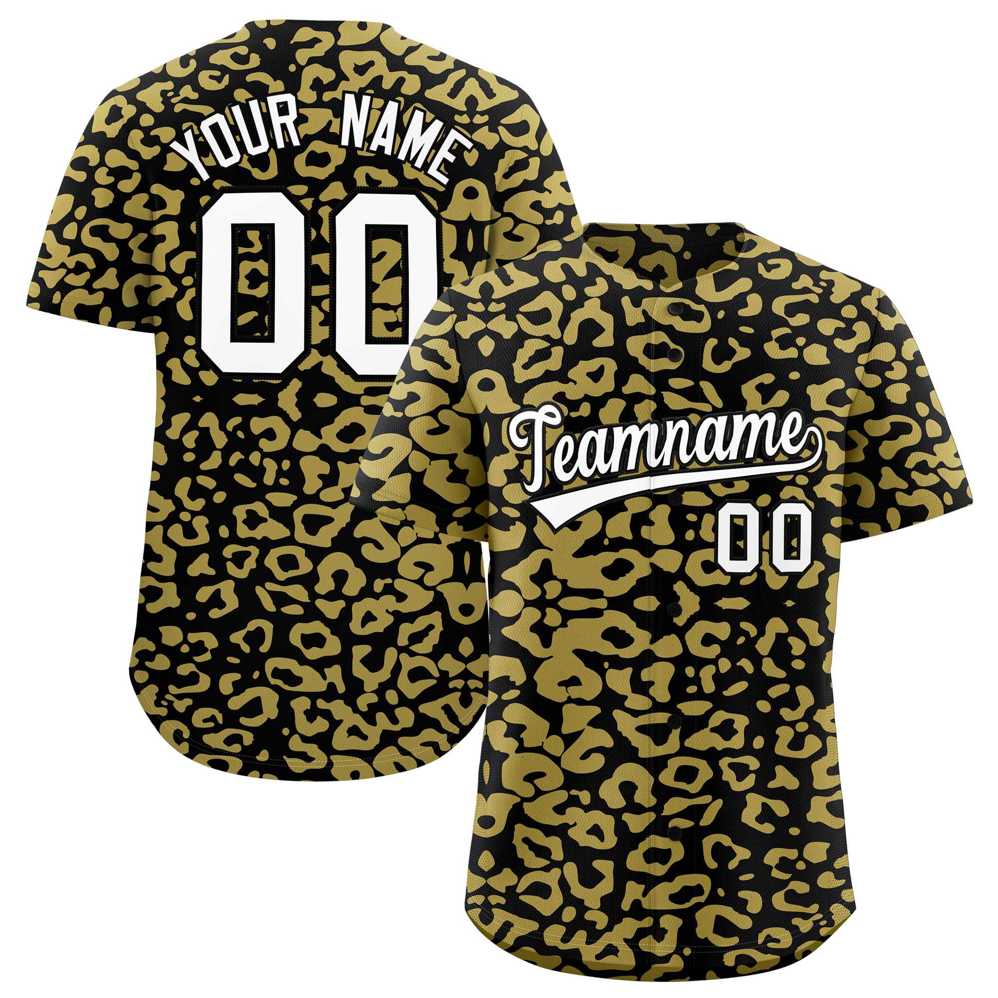 Authentisches Baseball-Trikot mit individuell gestaltetem Leopardenmuster