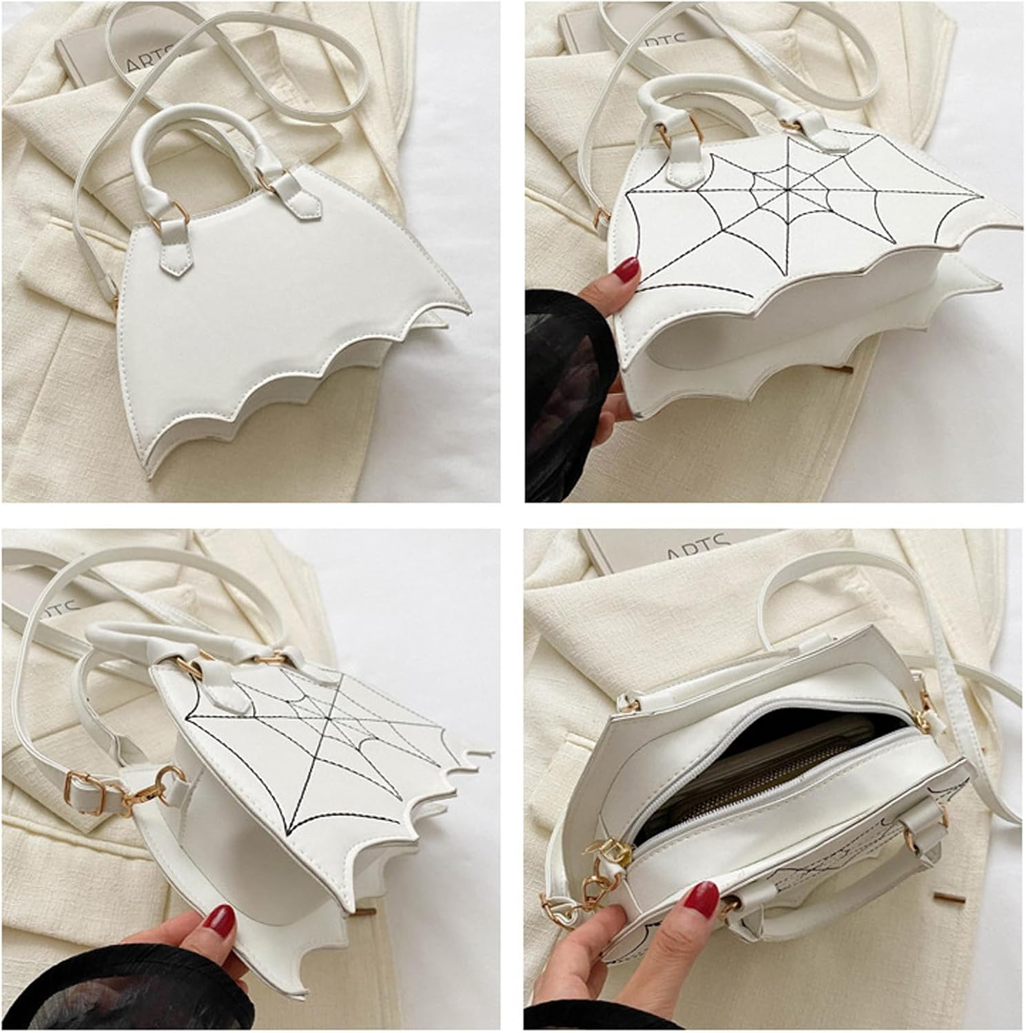 Halloween Crossbody Bag for Women Girls Novelty Gothic Purse with Spider Web Cute Spooky Season Shoulder Tote Bag