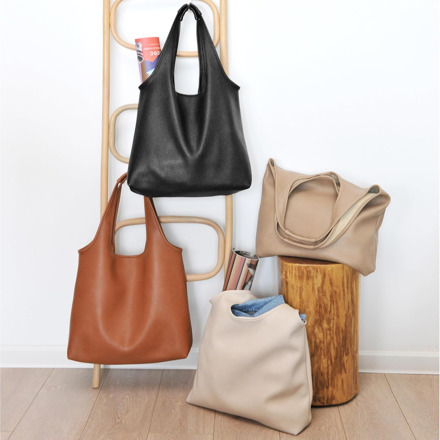 Women's Soft Vegan Leather Oversized Hobo Bag Tote Women's Soft Vegan Leather Oversized Hobo Bag Tote