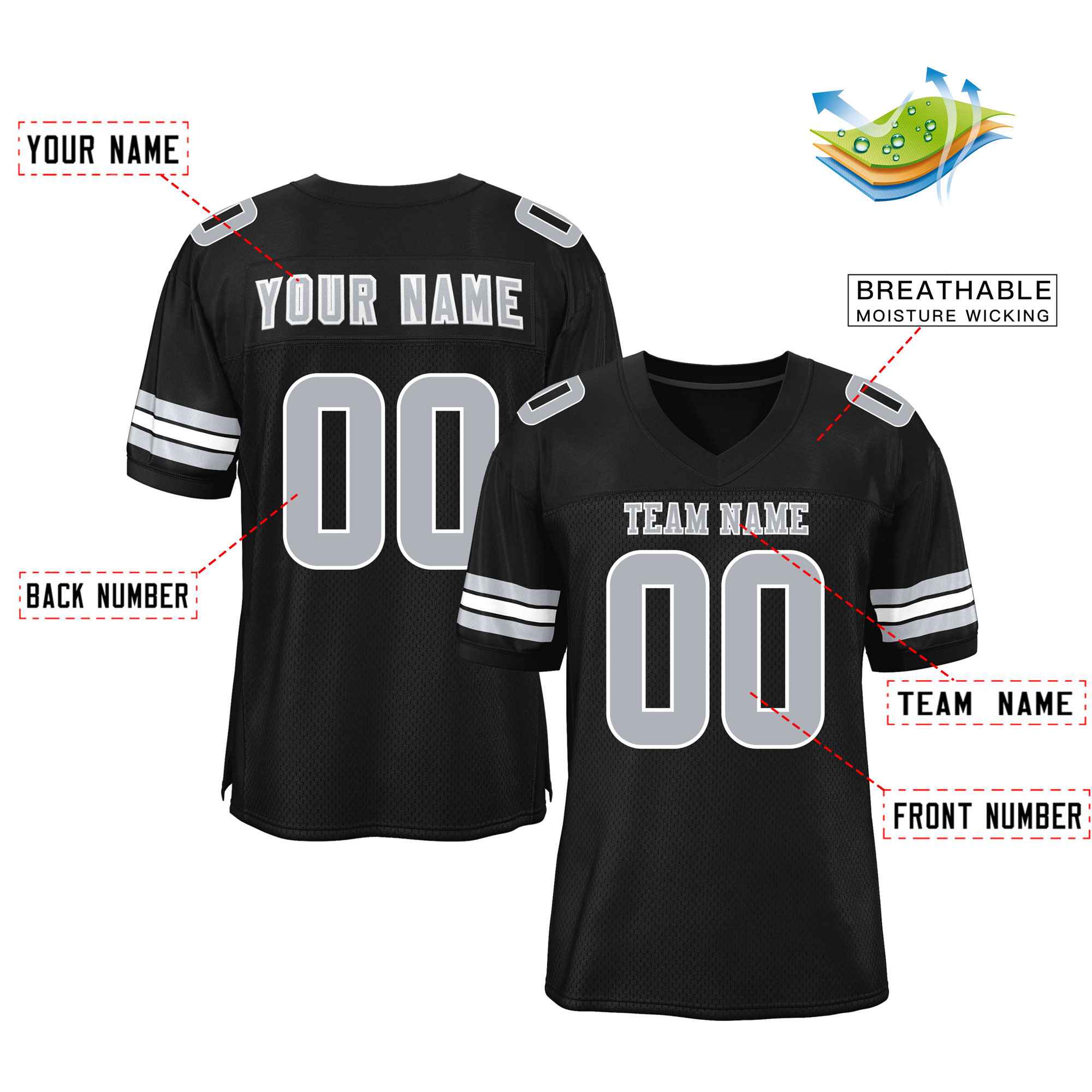 Maßgeschneidertes authentisches Mesh-Fußballtrikot im klassischen Stil