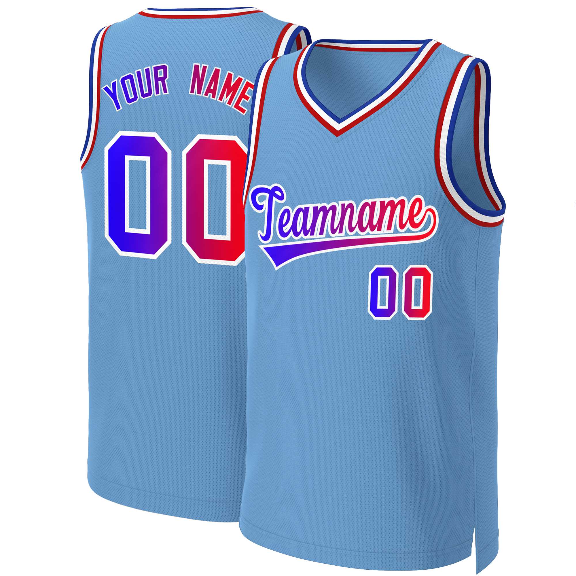 Benutzerdefiniertes Basketballtrikot mit klassischem Farbverlauf und modischen Oberteilen