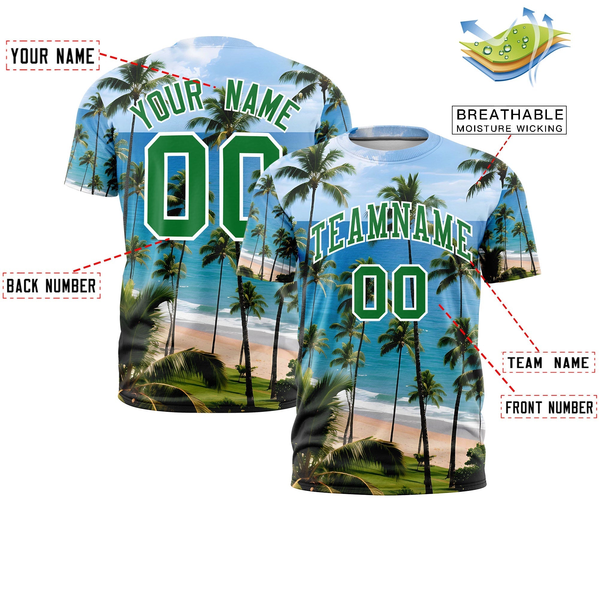 Benutzerdefiniertes T-Shirt im hawaiianischen Stil mit Graffiti-Muster