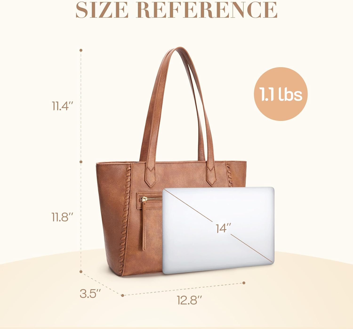 Women's PU Leather Braided Tote Bag with Zipper Pocket