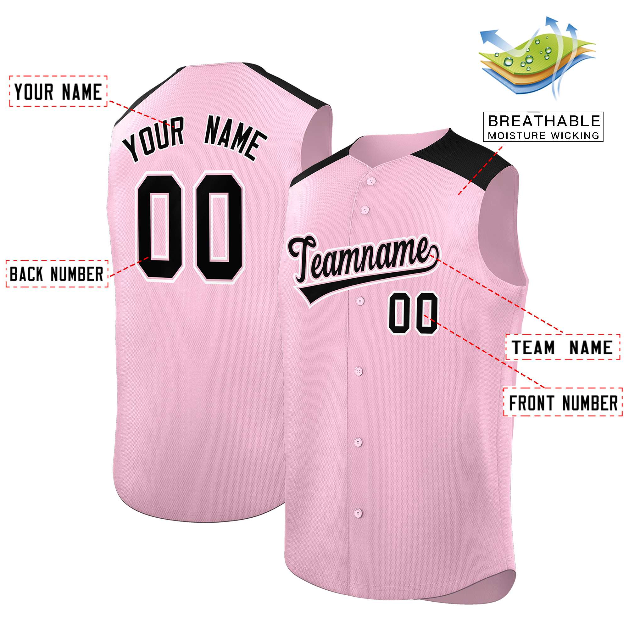 Benutzerdefinierte personalisierte klassische authentische ärmellose Baseball-Trikot