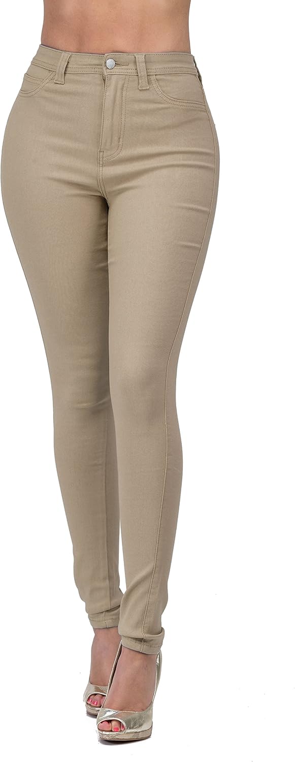 Women's High Waisted Skinny Jeans Khaki Stretch