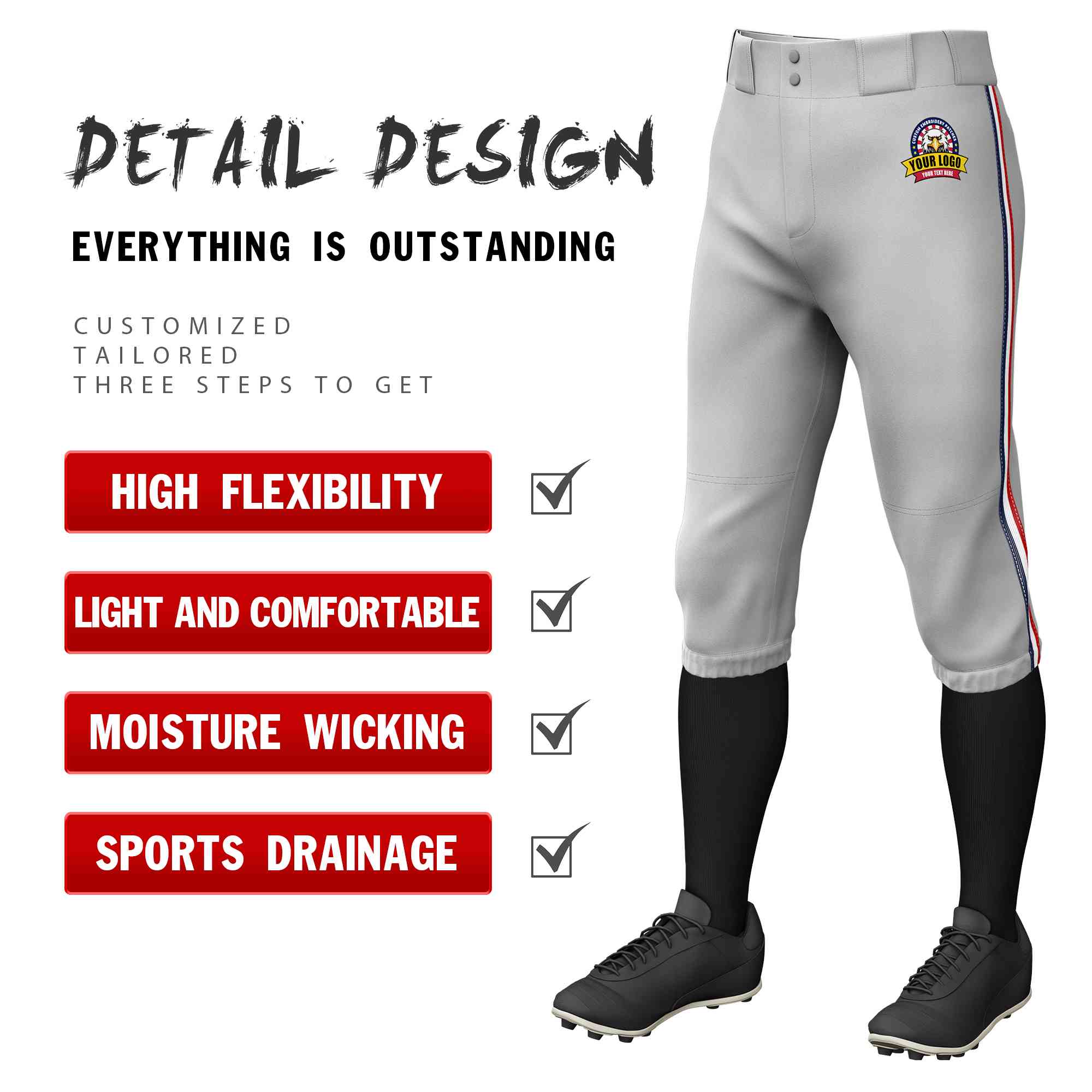 Custom Classic Fit Stretch Practice Knickers Baseball Pants