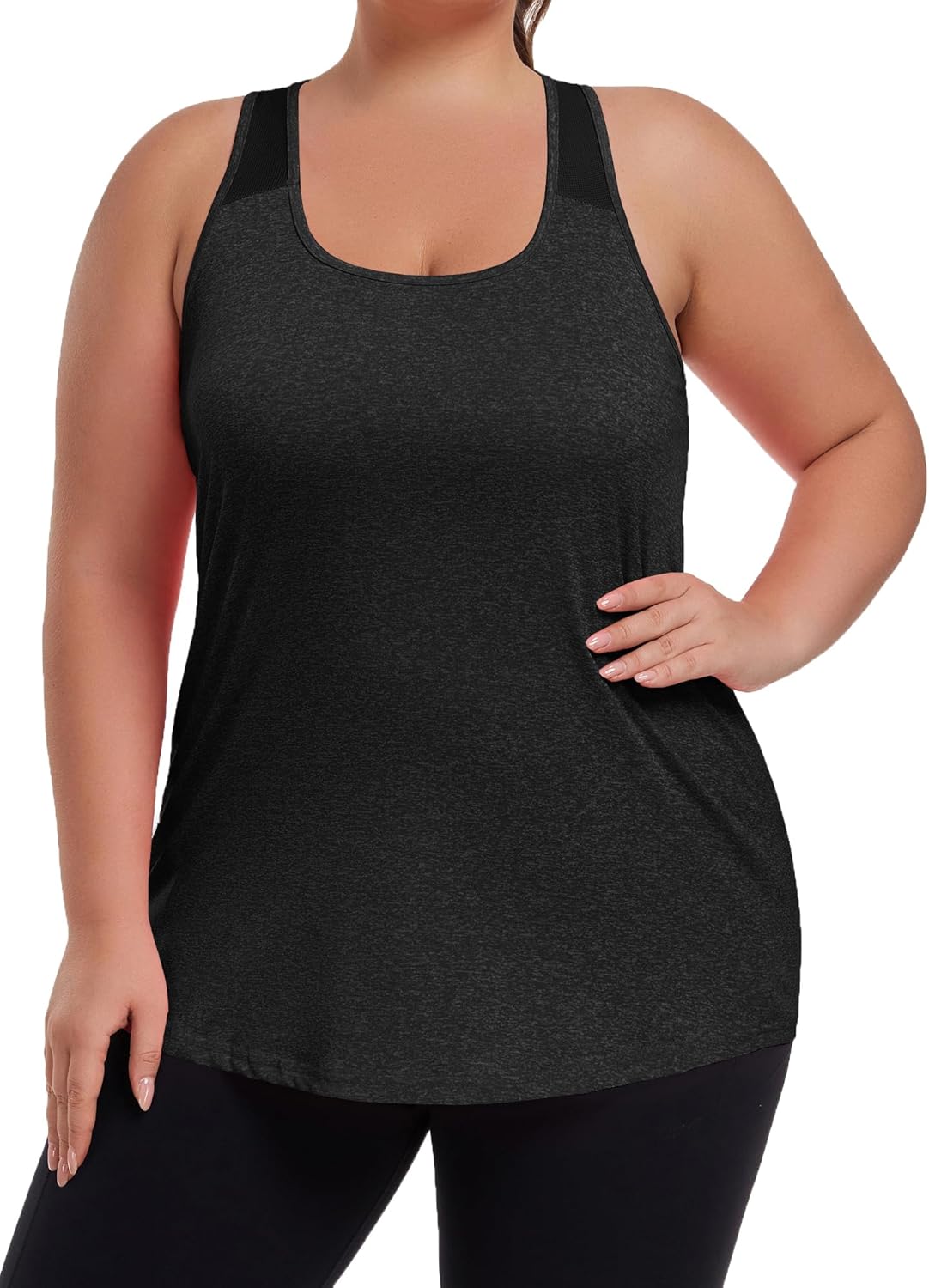 Women's Plus Size Athletic Tank Tops Racerback Workout Flowy Yoga Running Sleevelss Summer Shirts Loose