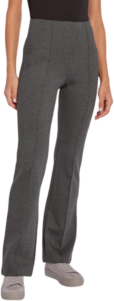 Women's High Waist Ponte Flare Pants (Grey)