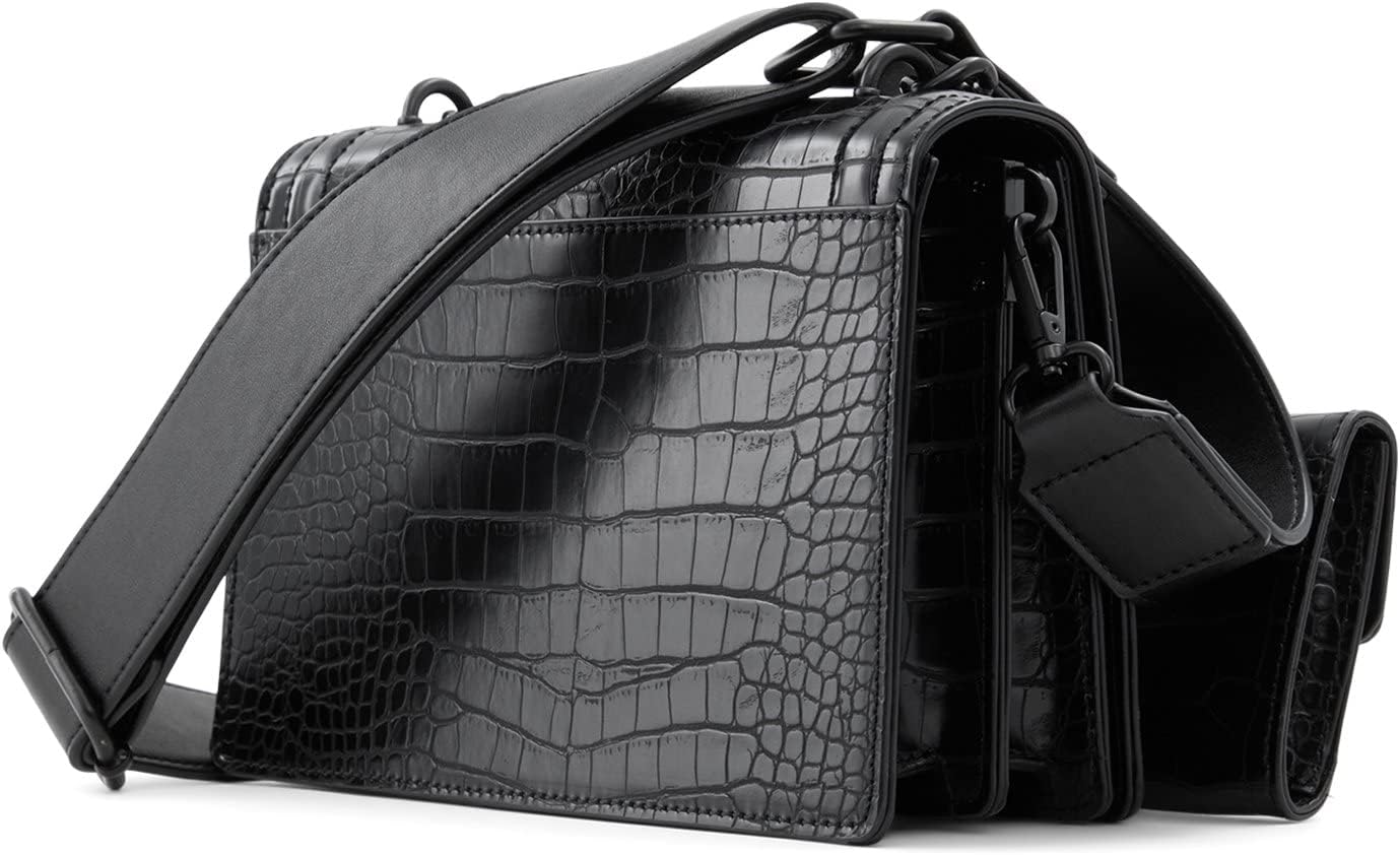 Women's Croc Embossed Crossbody Bag with Mini Pouch