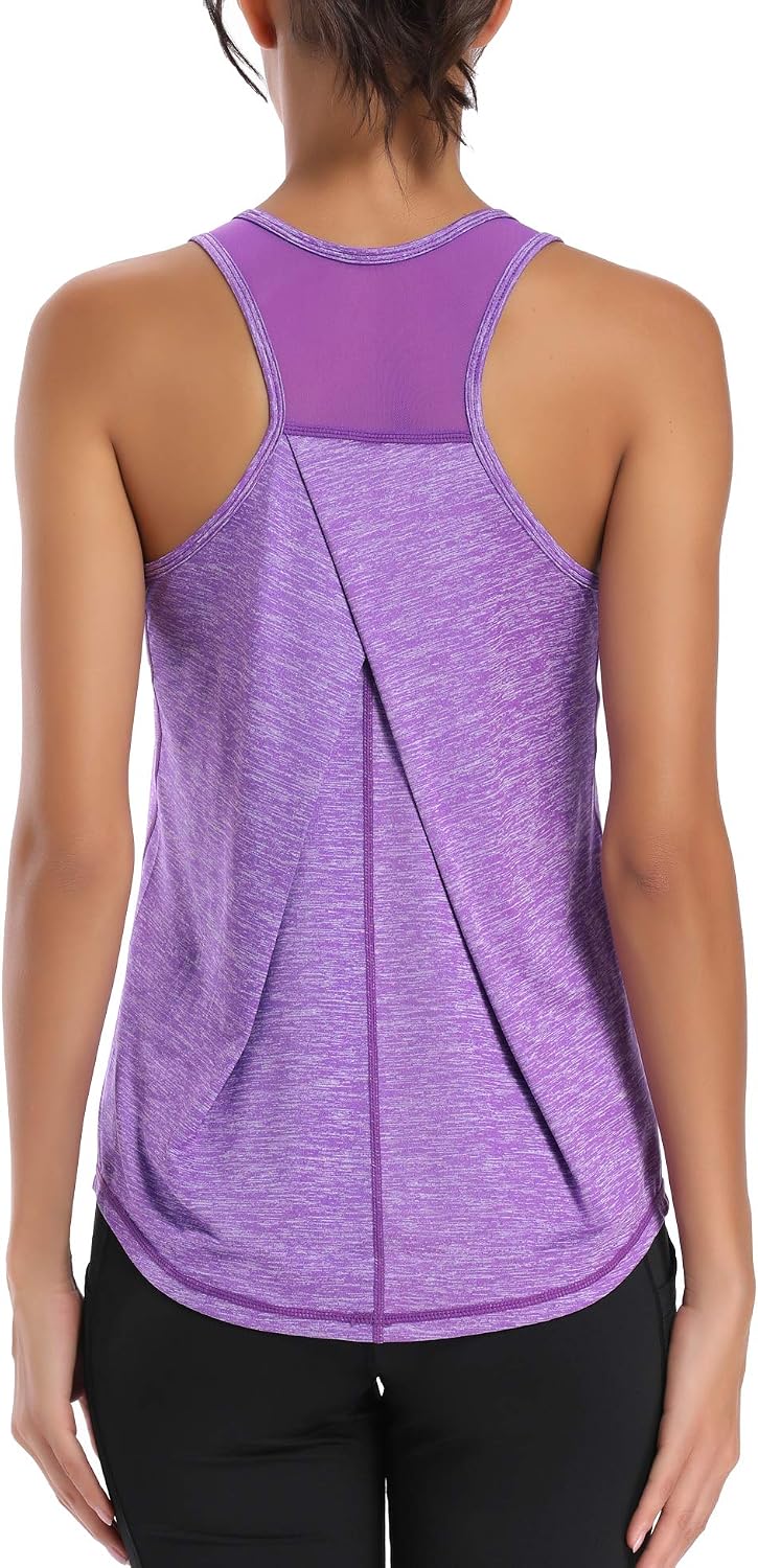Women's Mesh Racerback Workout Tank Quick Dry Running Top
