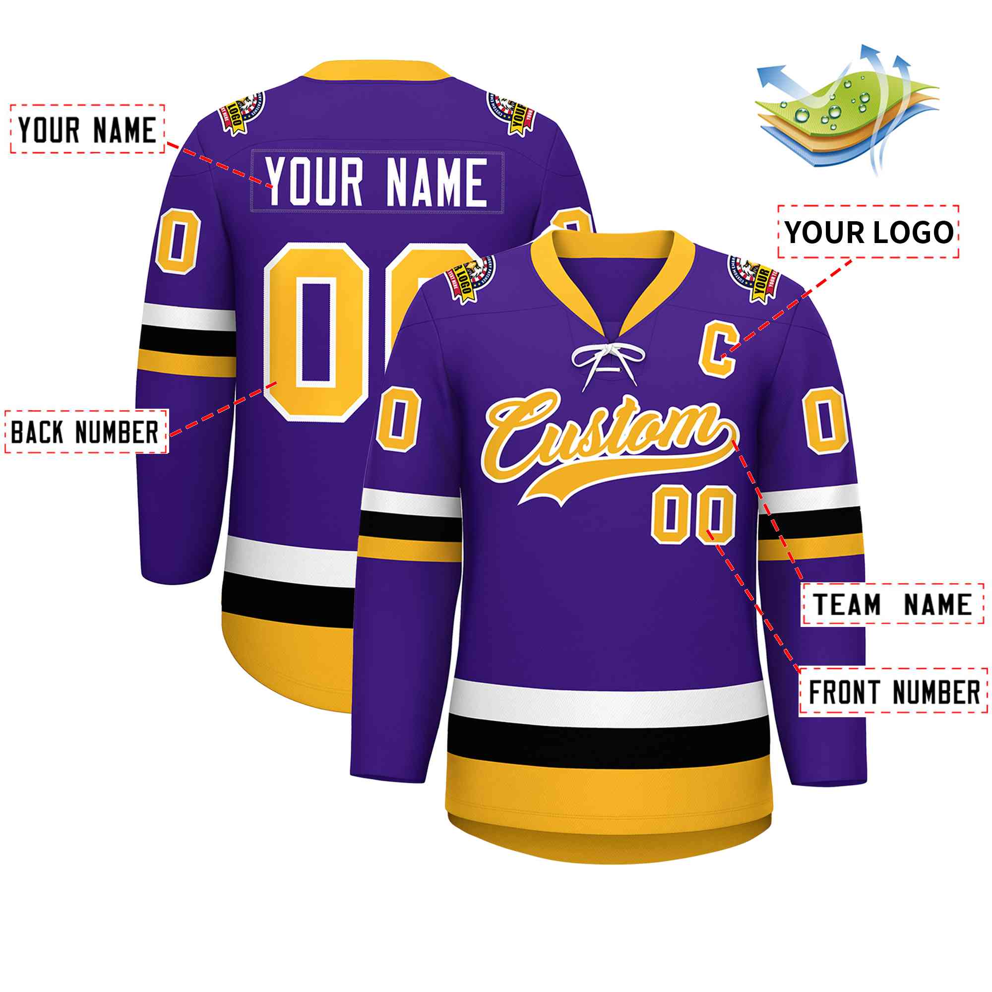 Custom Lace-Up Neck Hockey Jersey