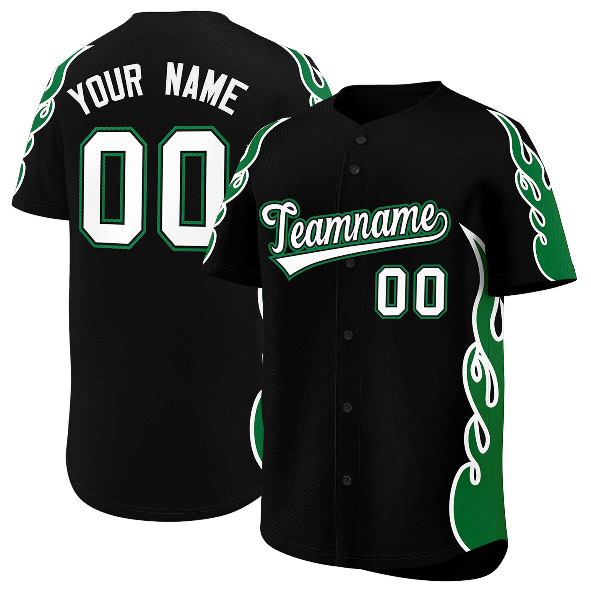 Benutzerdefiniertes Baseball-Trikot mit Seitenflammen-Umrissmuster für Sportuniformen