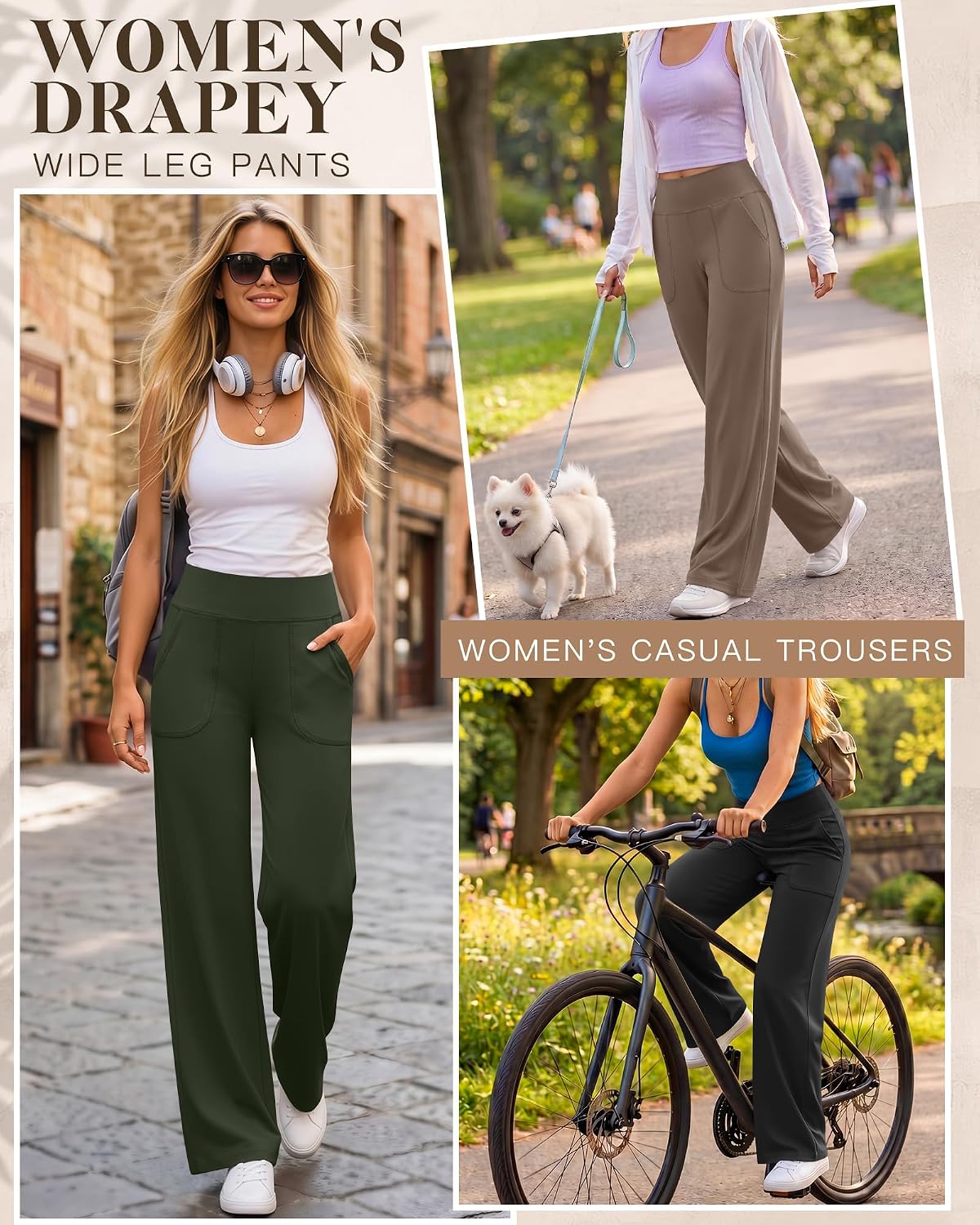 Women's Wide Leg Yoga Pants High Waist with Pockets