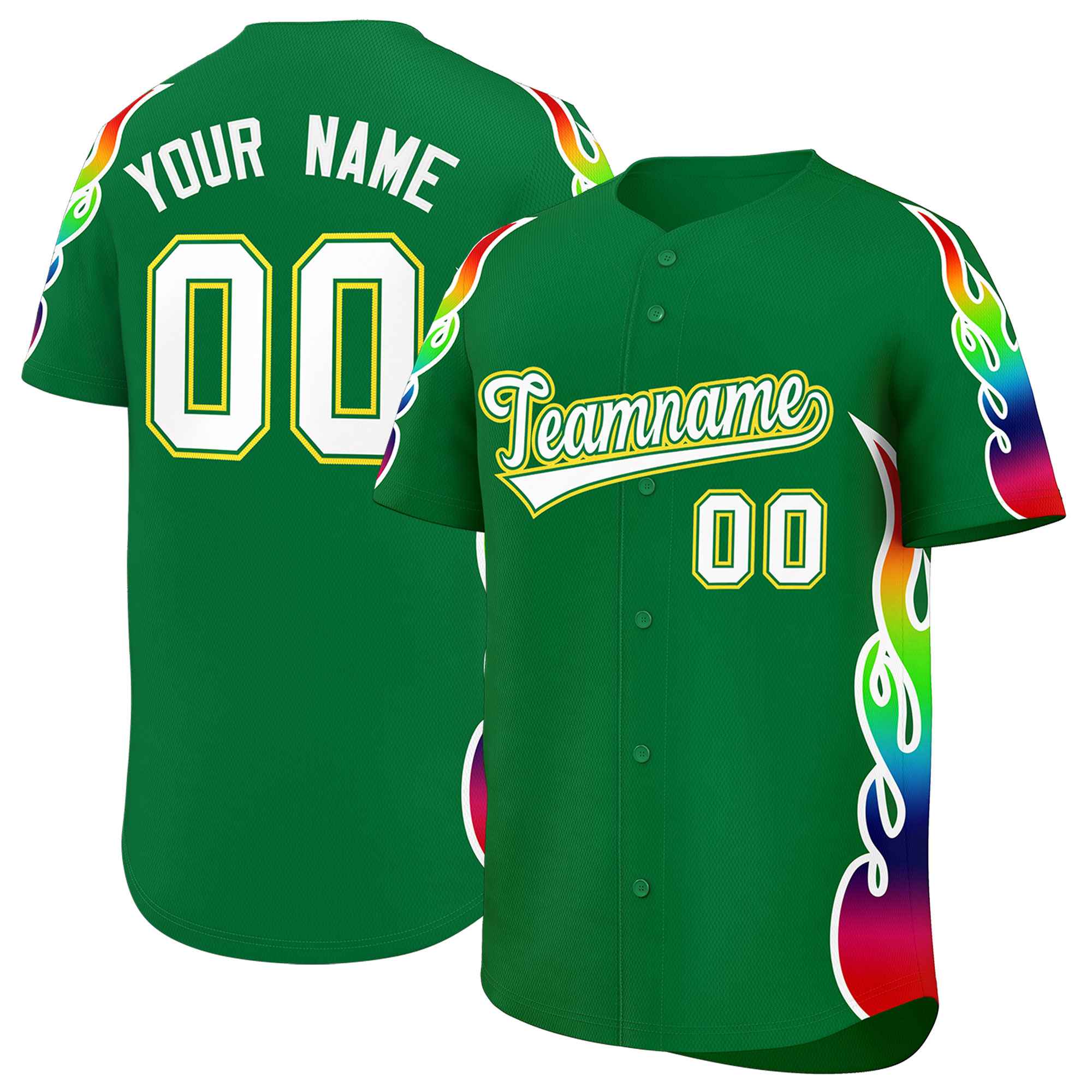 Benutzerdefiniertes Graffiti-Muster, personalisierter mehrfarbiger Flammendruck, authentisches Baseball-Trikot