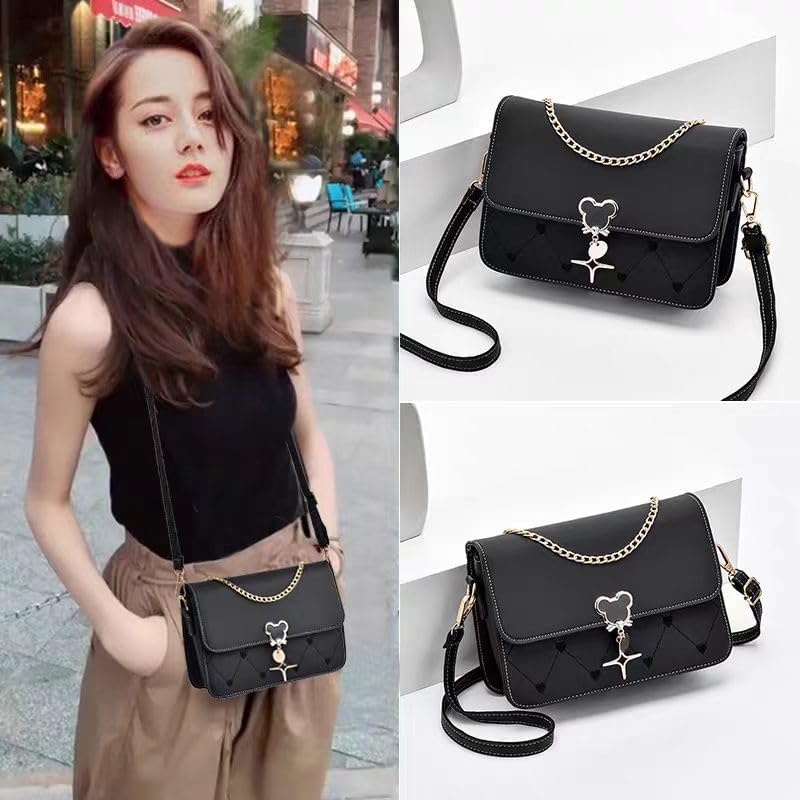 Women's Colorblock Flap Crossbody Bag with Chain Strap Women's Colorblock Flap Crossbody Bag with Chain Strap