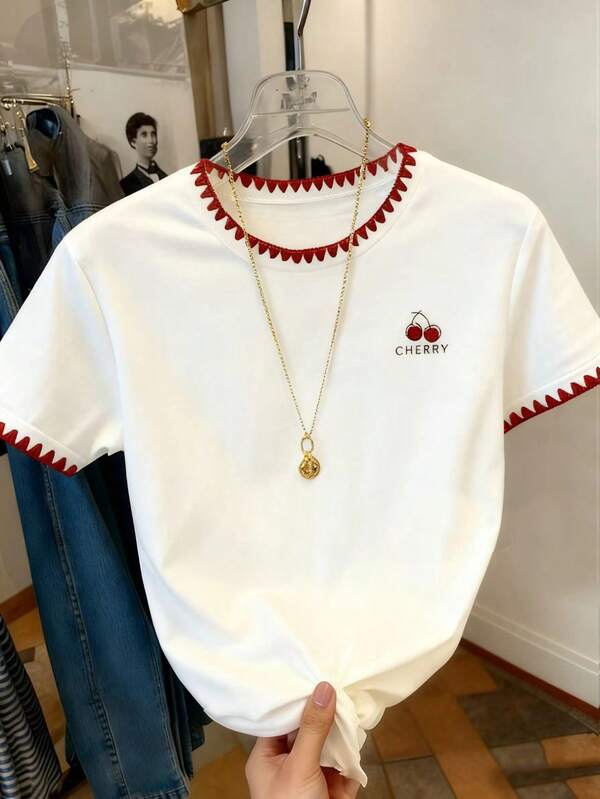 Freizeit-T-Shirt mit Kirschblüten-Print für Mädchen