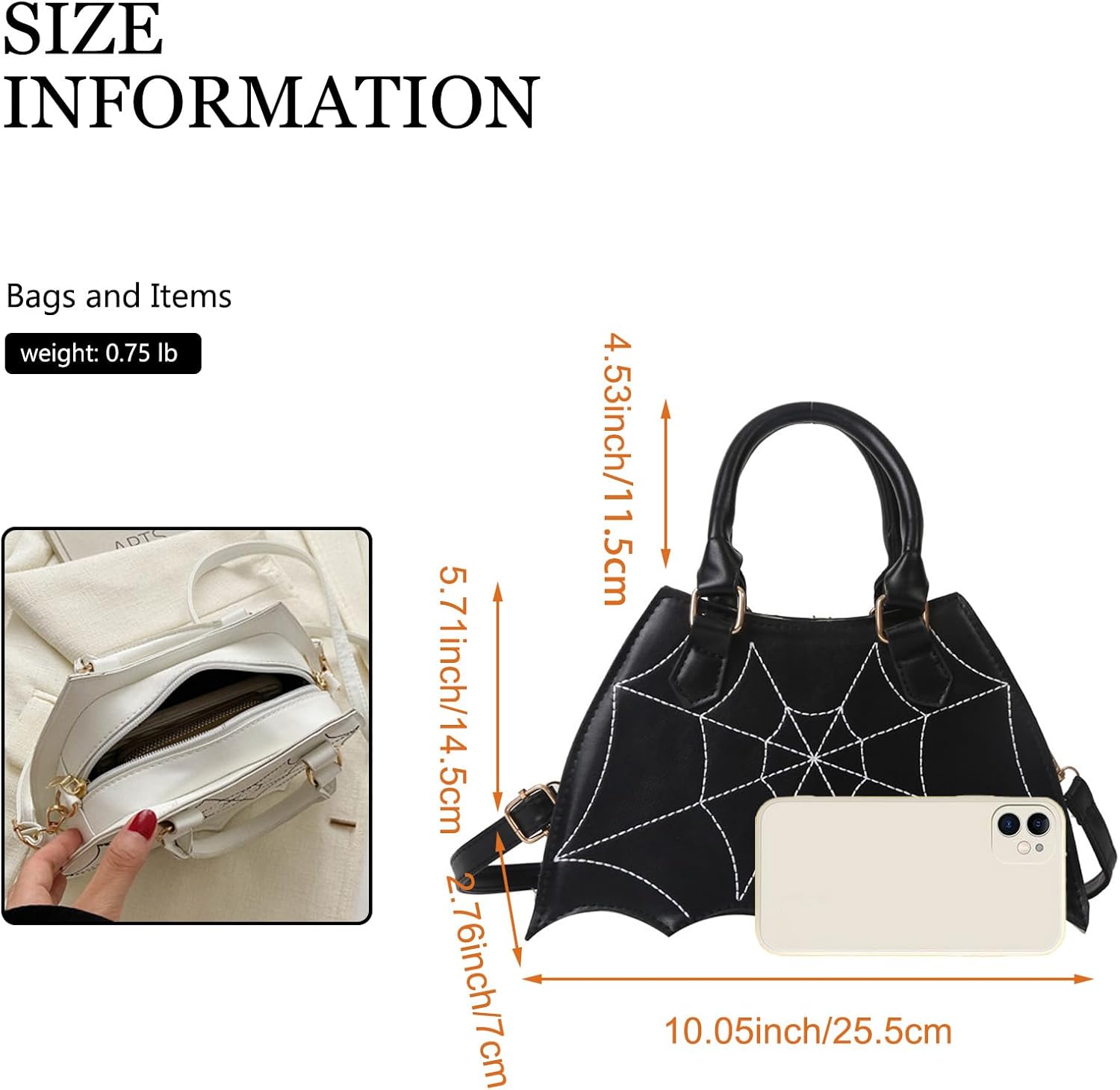 Women's Spiderweb Bat Wing Shoulder Bag Halloween Purse Women's Spiderweb Bat Wing Shoulder Bag Halloween Purse