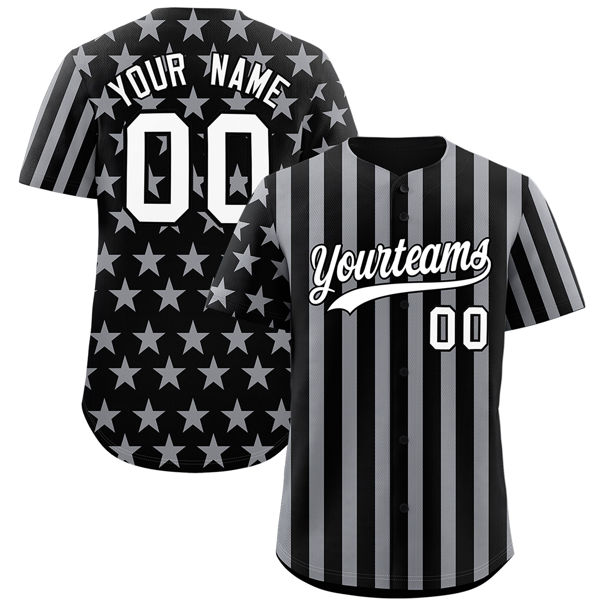Benutzerdefiniertes Graffiti-Muster-Baseball-Trikot mit amerikanischer Flagge