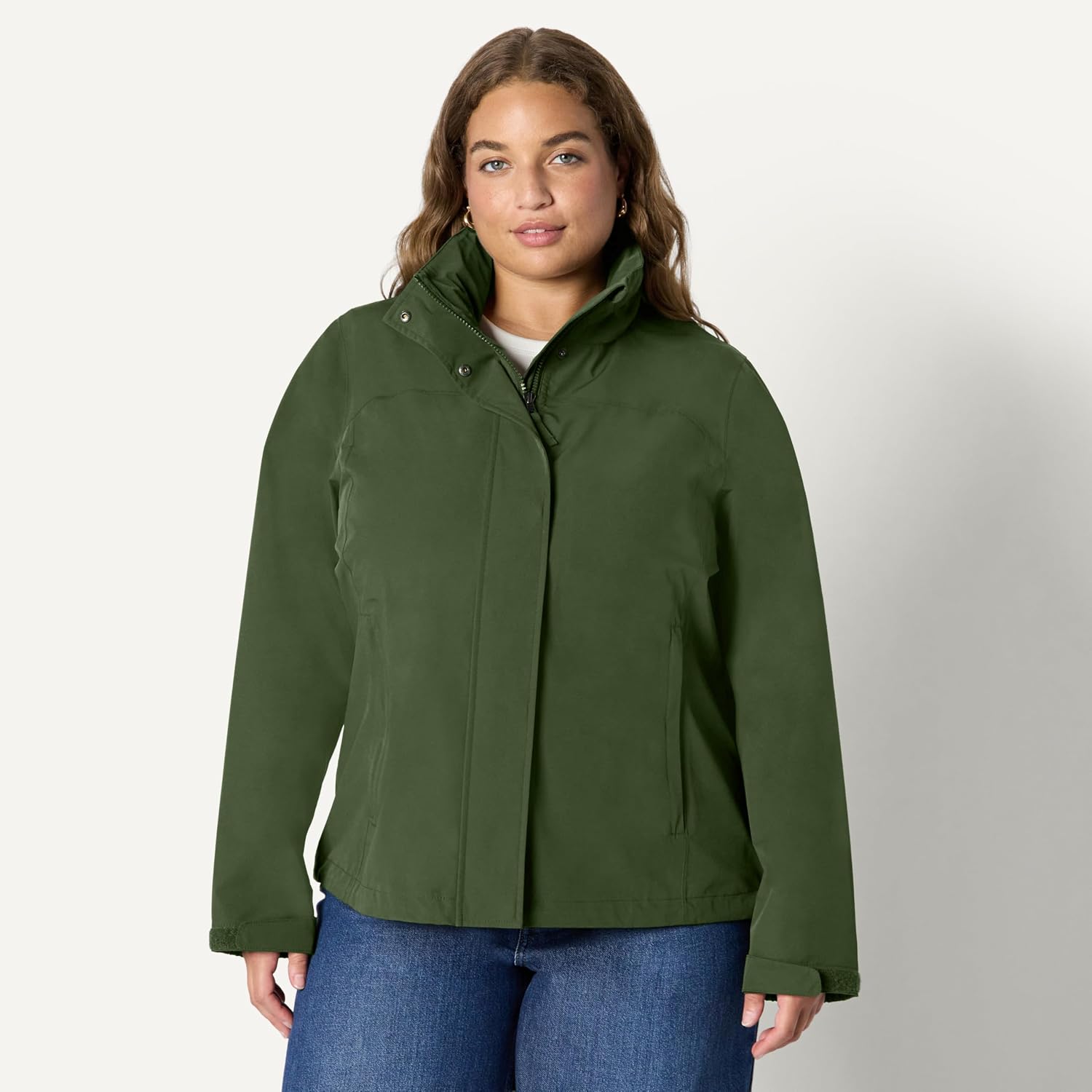 Women's Packable Hooded Rain Jacket Dark Green Women's Packable Hooded Rain Jacket Dark Green