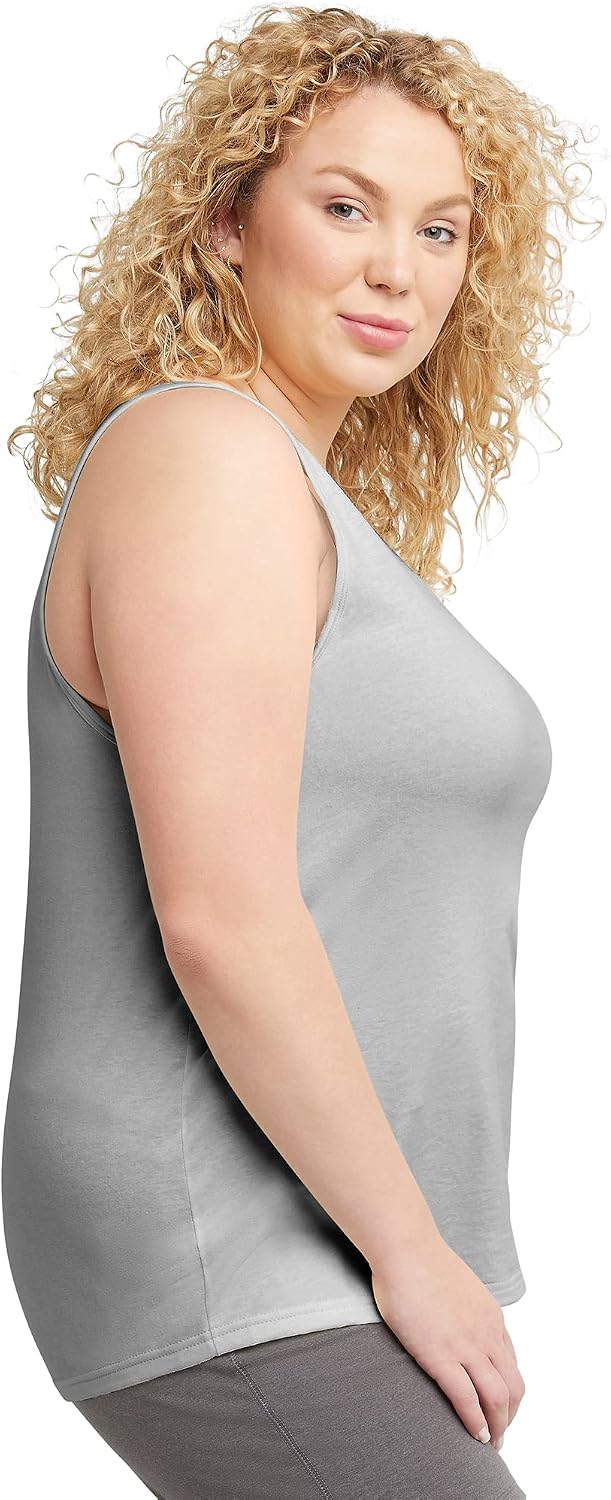 Women's Gray Cotton Relaxed Fit Tank Top