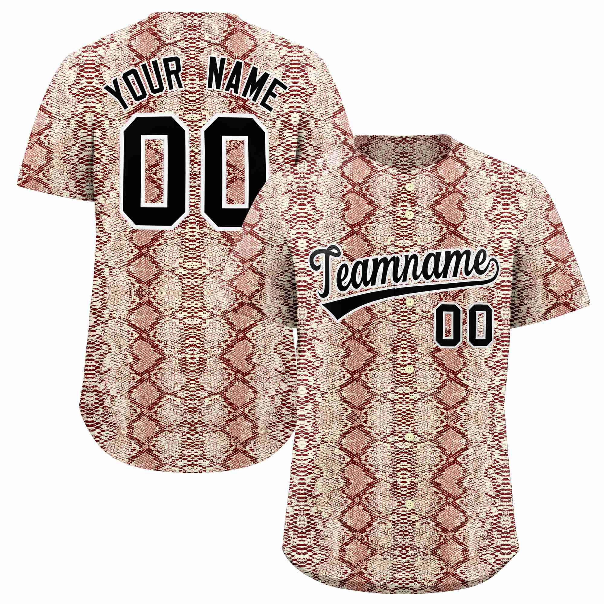Benutzerdefiniertes authentisches Baseball-Trikot mit mehrfarbigem Schlangenledermuster
